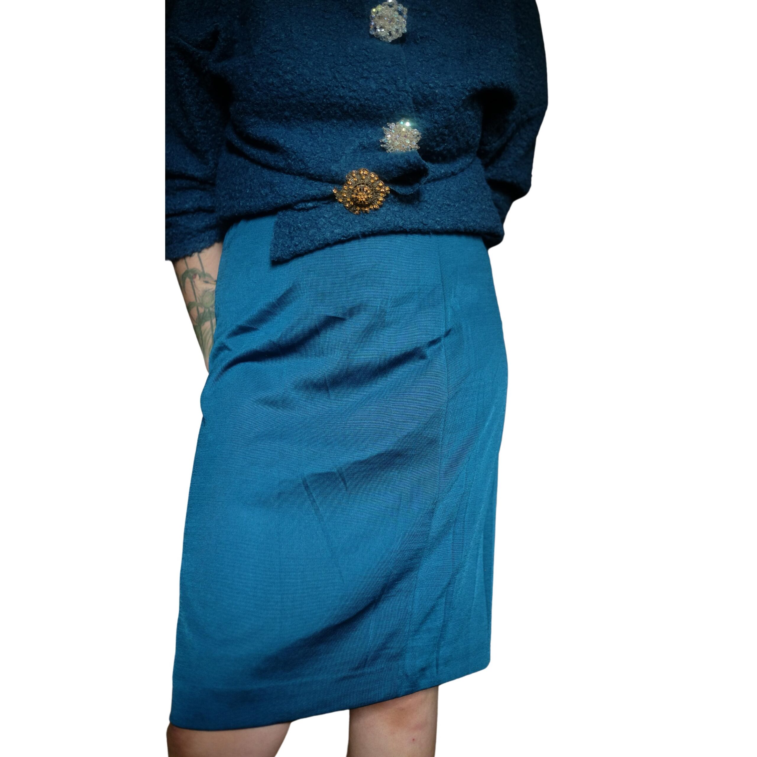Vintage Teal Duck Blue Pencil skirt - Image 3