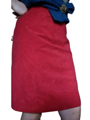 Vintage Suede Red Pencil Skirt