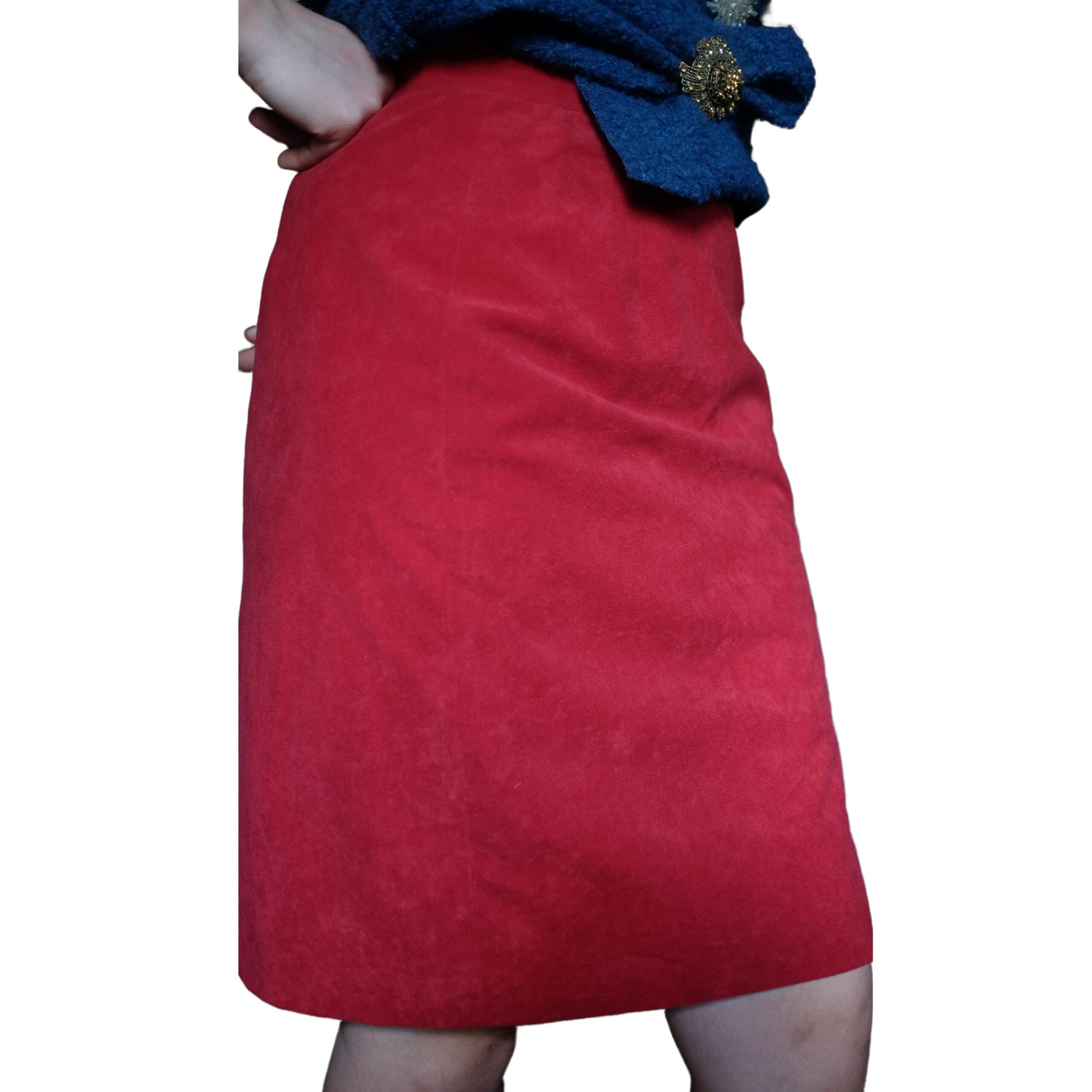 Vintage Suede Red Pencil Skirt