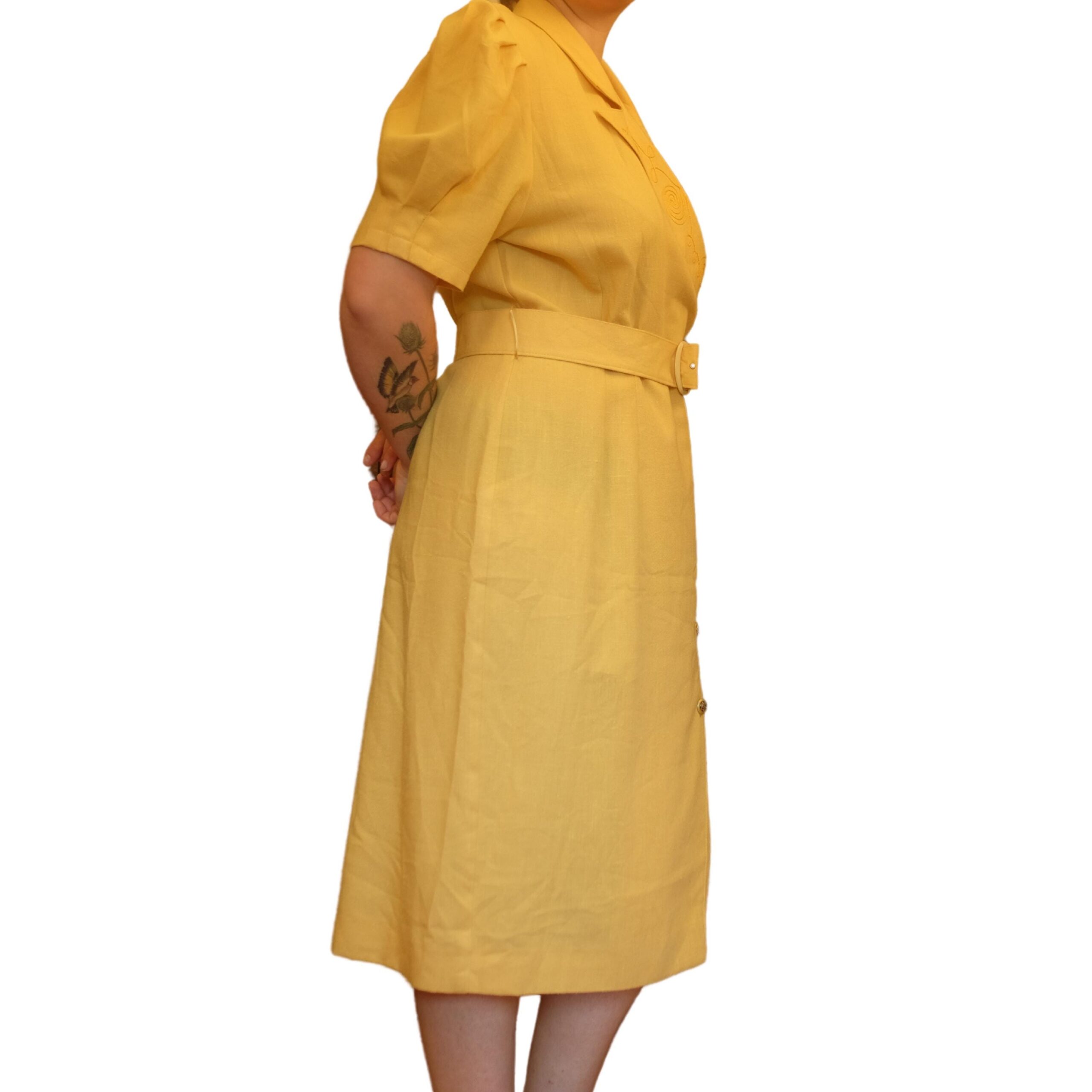 Vintage Eccentric Yellow 80s Dress - Image 8