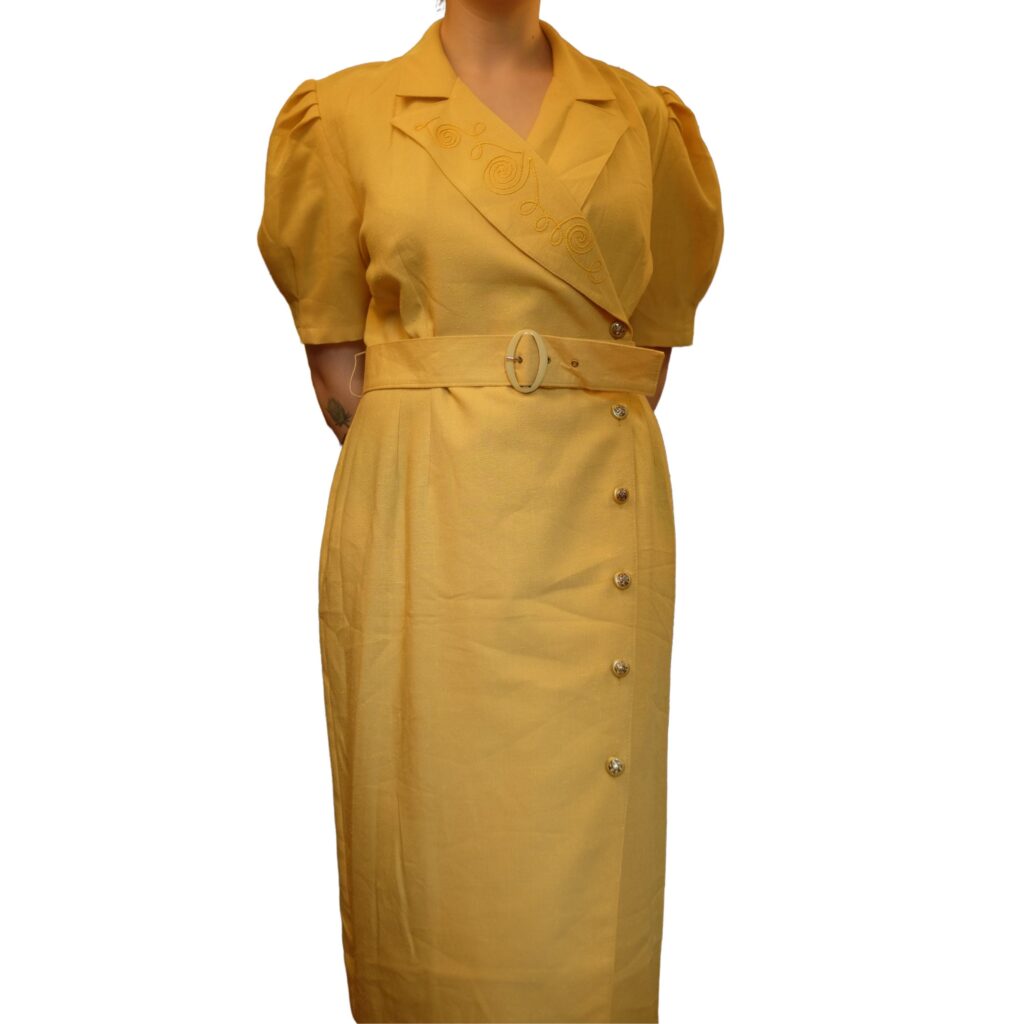 Vintage Eccentric Yellow 80s Dress