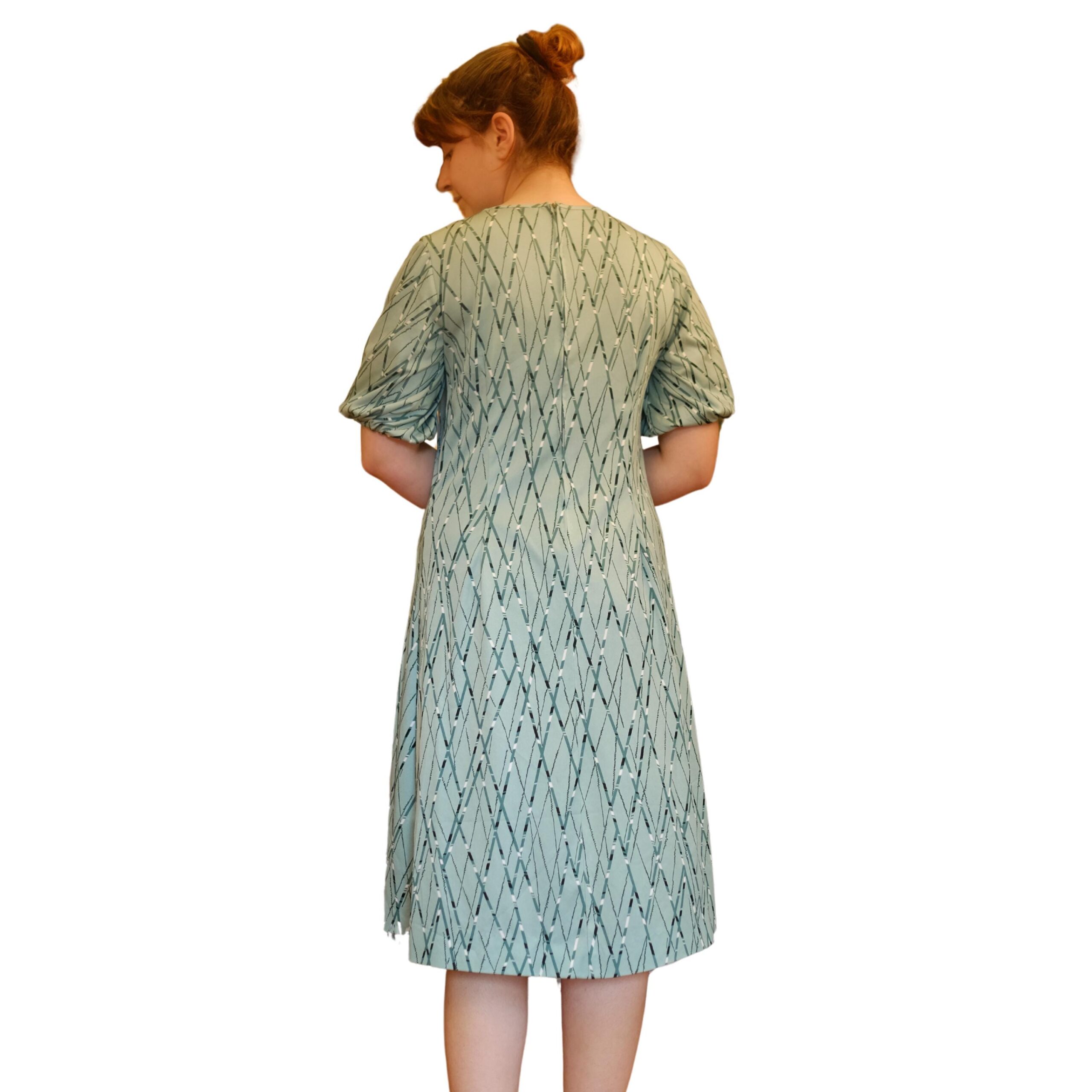 Vintage Blue 80s Dress with Geometrical Pattern - Image 8