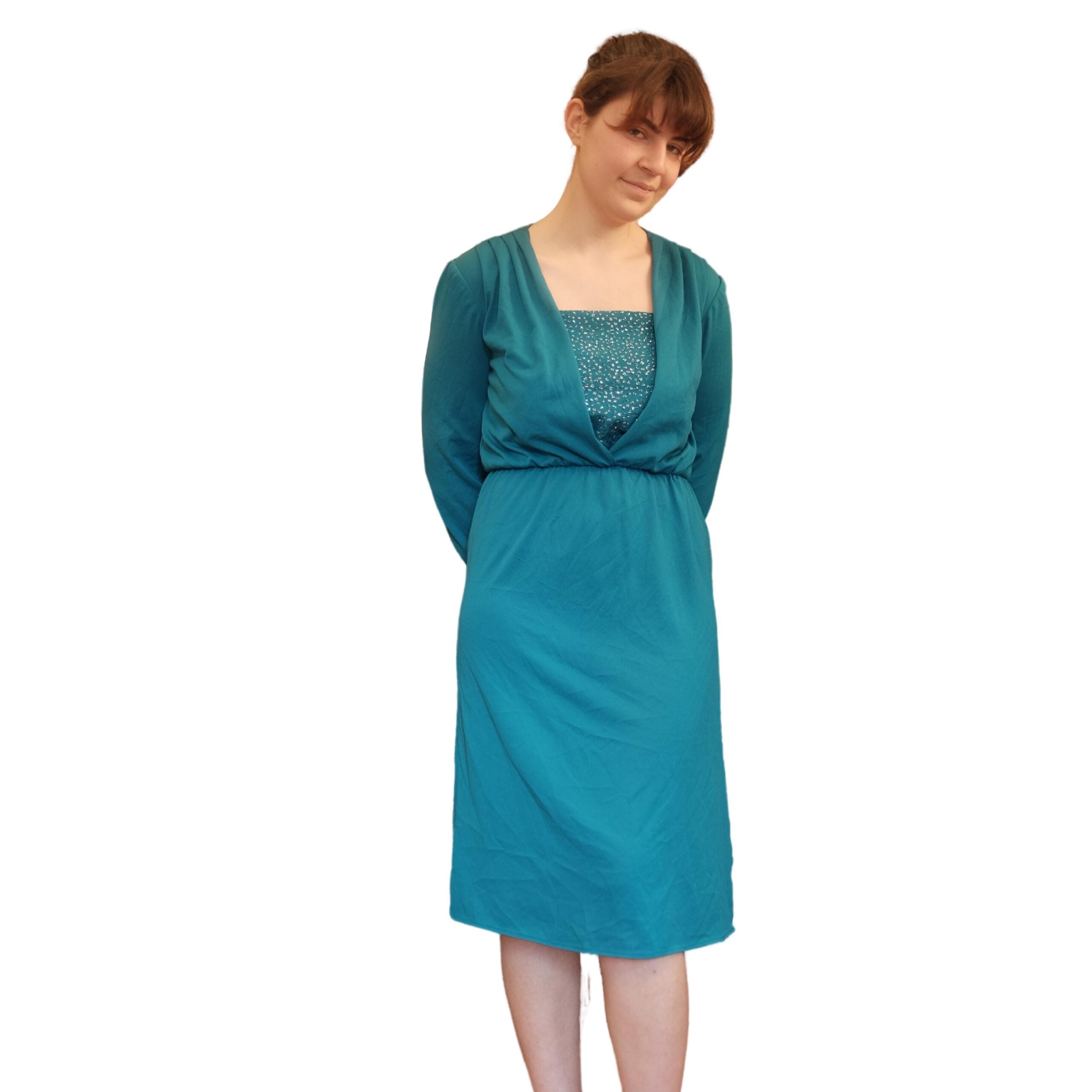 Vintage Blue Evening Dress with Rhinestones