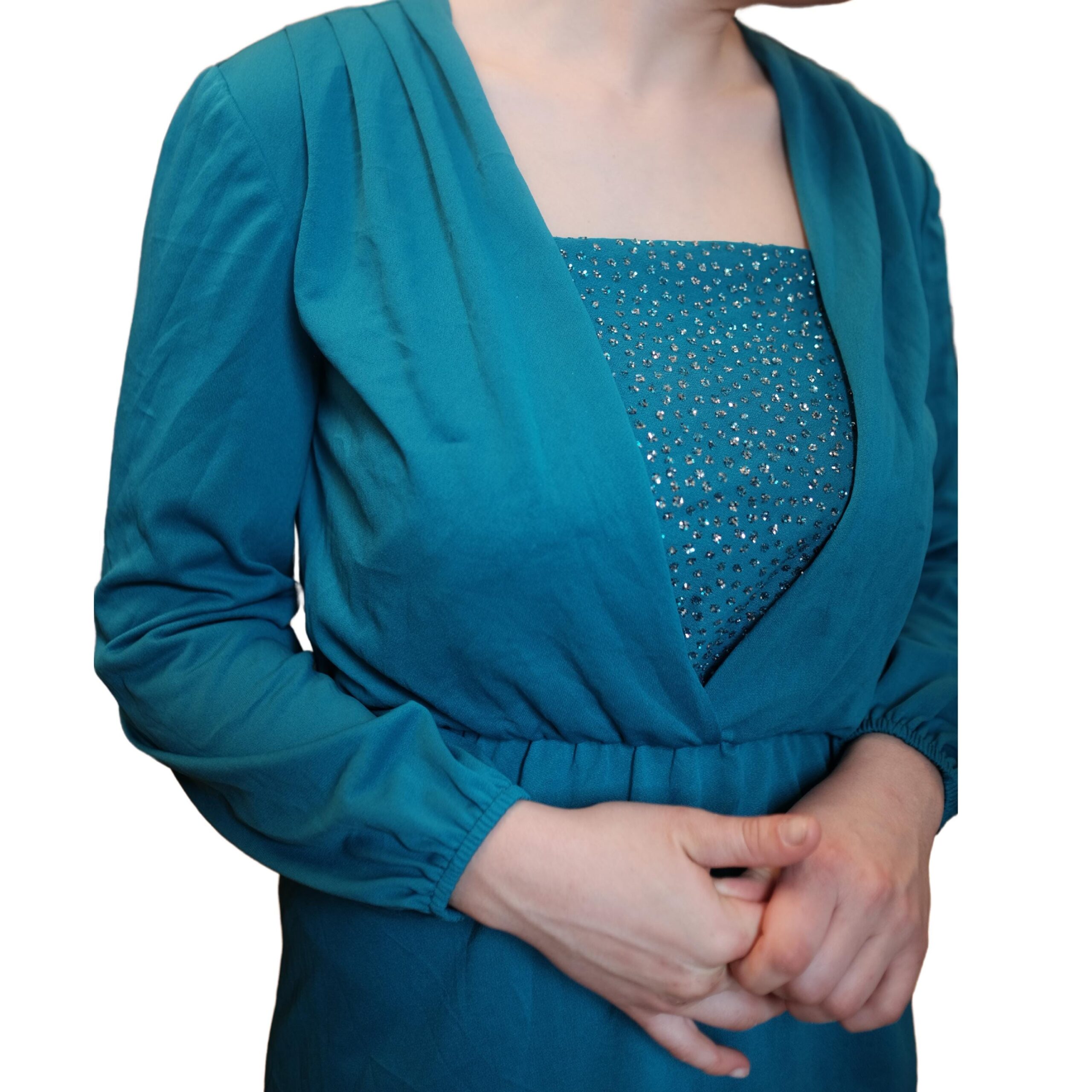 Vintage Blue Evening Dress with Rhinestones - Image 5