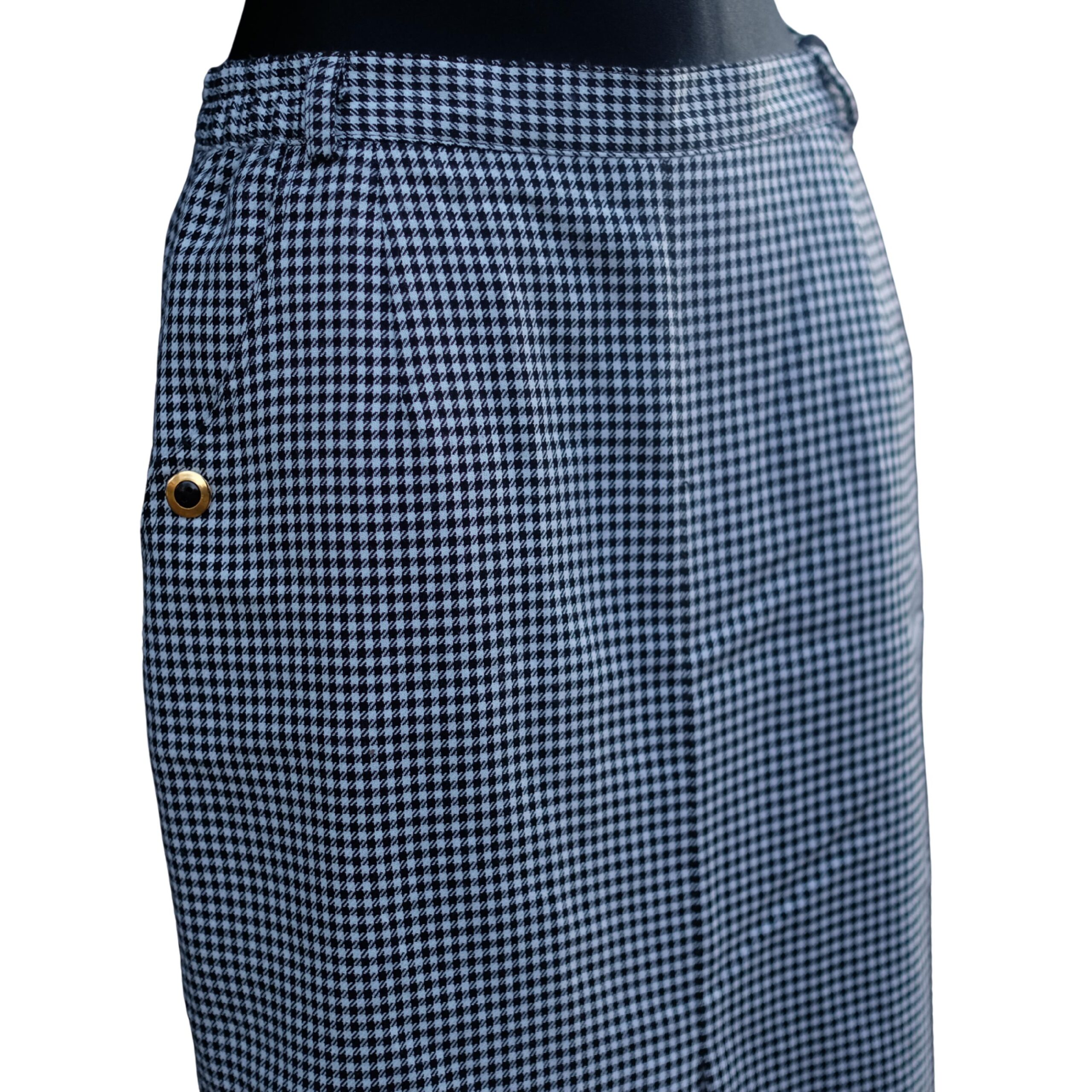 Vintage Black and White Checkered Pencil Skirt - Image 3