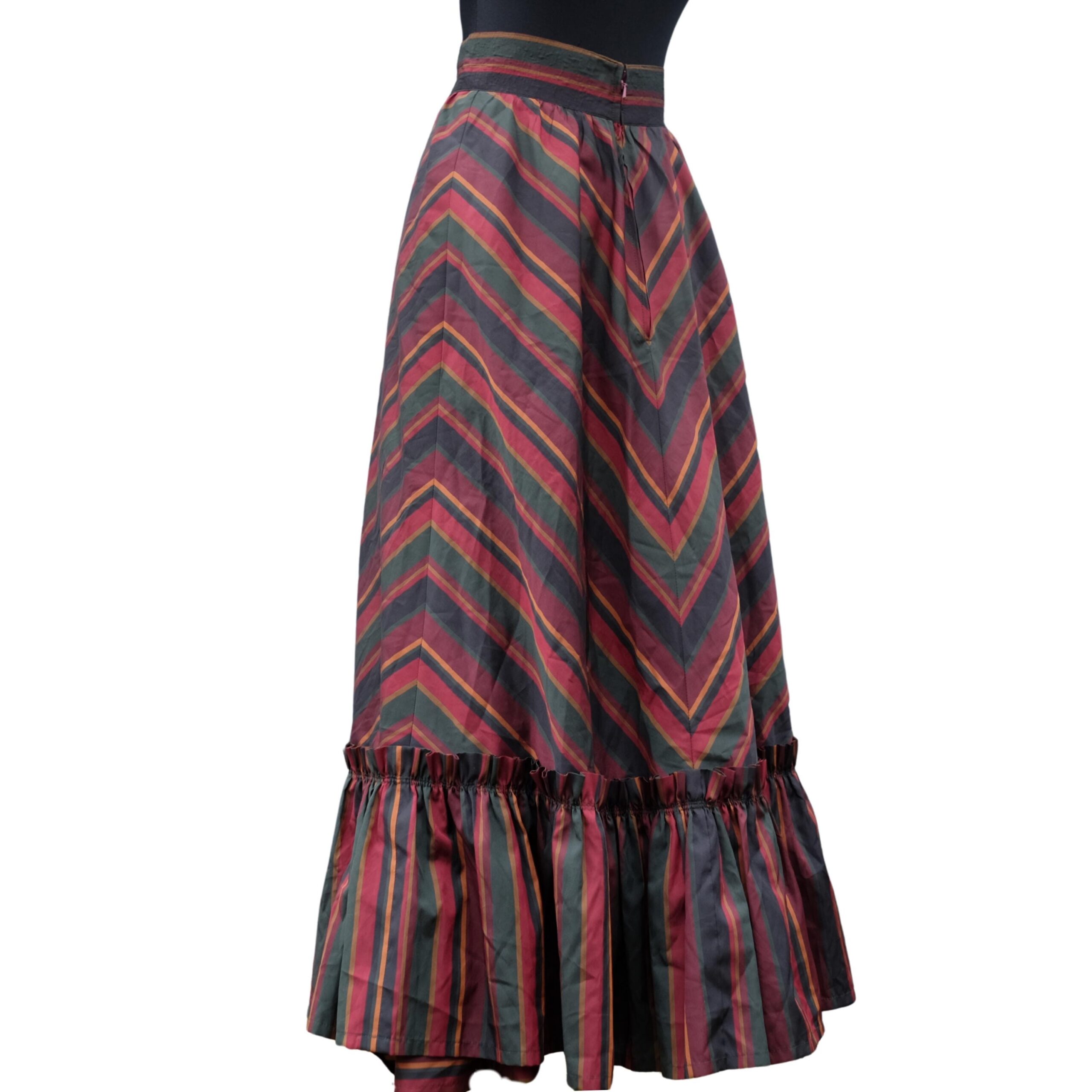 Vintage Floorlength Broomstick Striped Skirt - Image 2