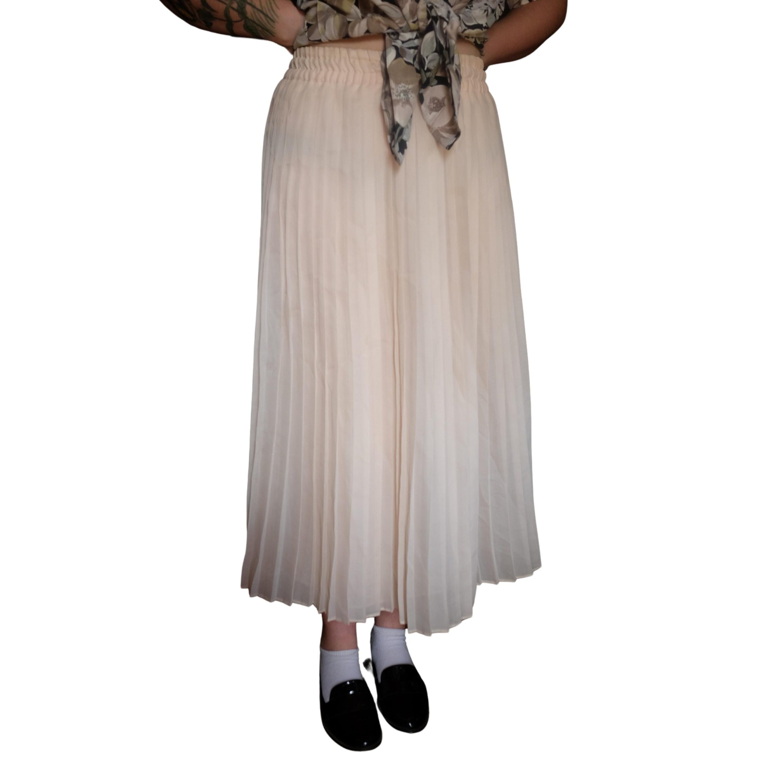 Vintage Long Cream Pleated Skirt - Image 4
