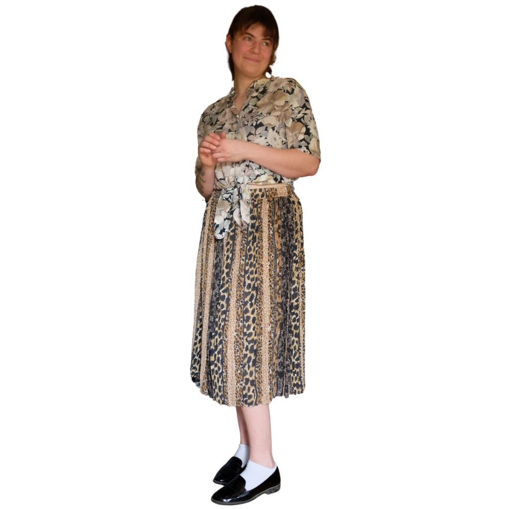 Vintage Leopard Print Pleated Skirt