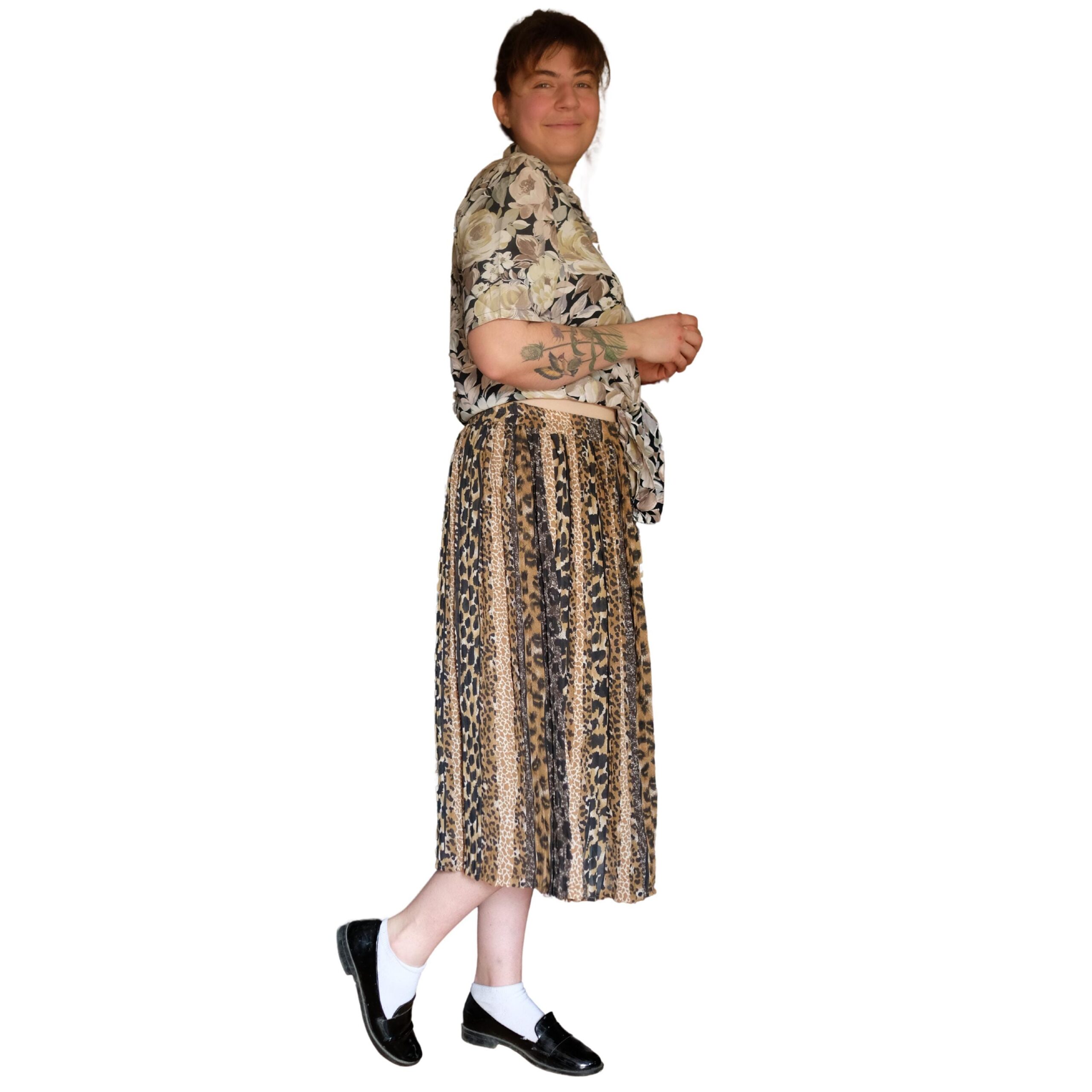 Vintage Leopard Print Pleated Skirt - Image 3