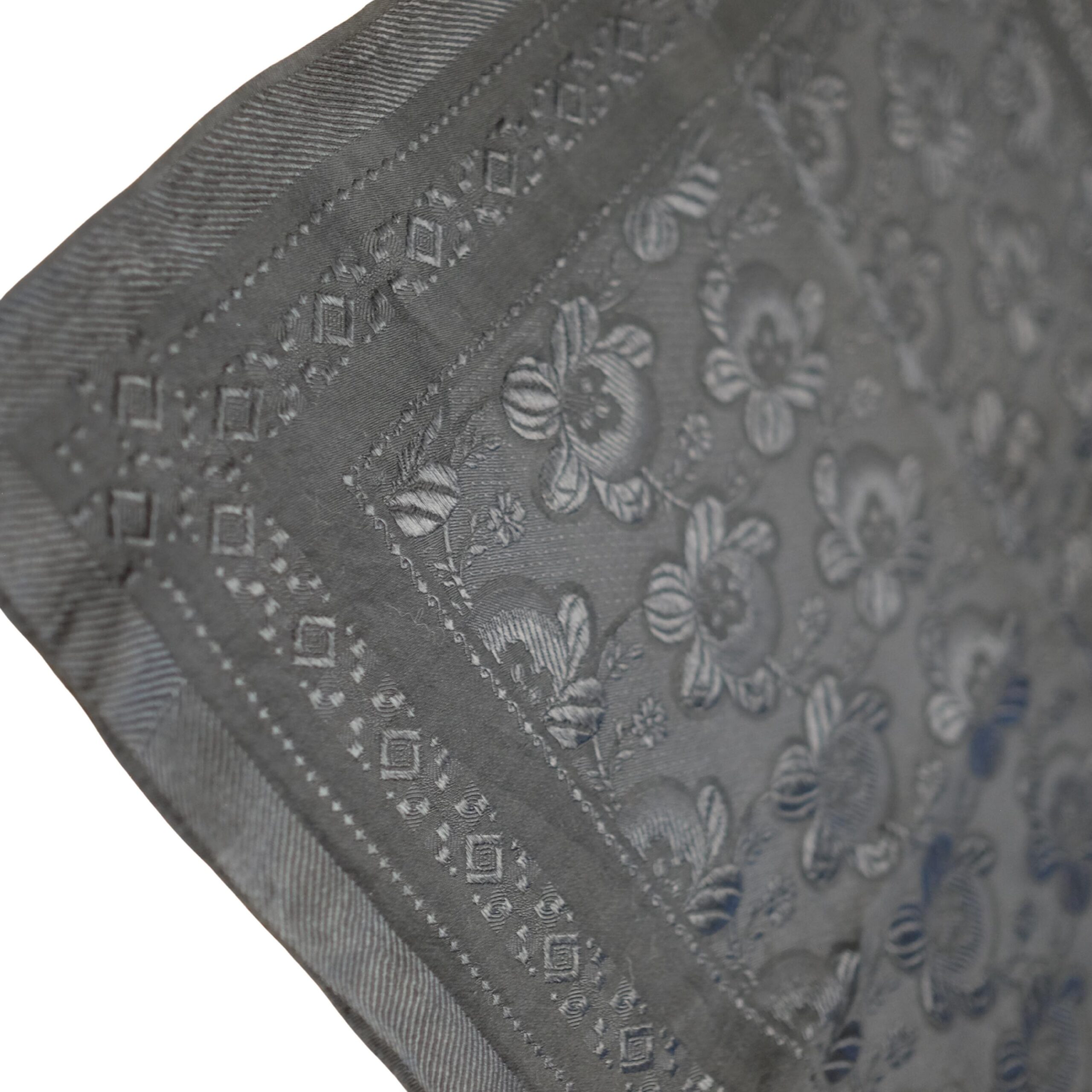 Antique Vintage Slavic Folk Black Headscarf with Floral Pattern - Image 5