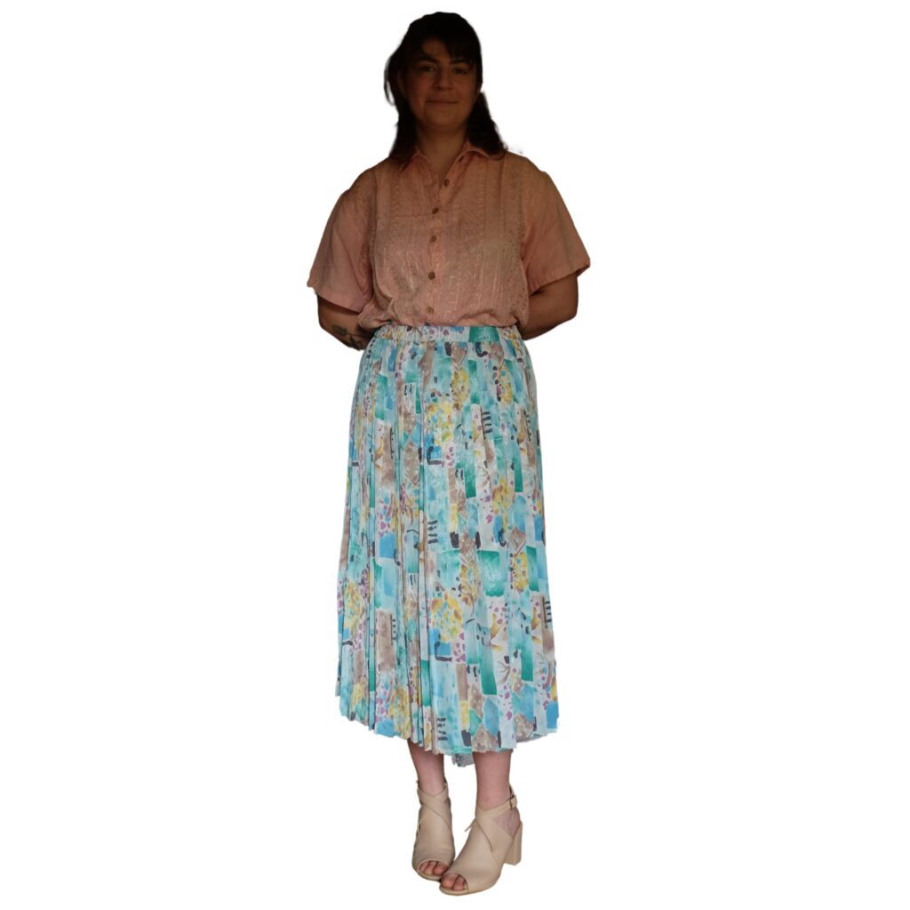Vintage Blue/Green Pleated Skirt
