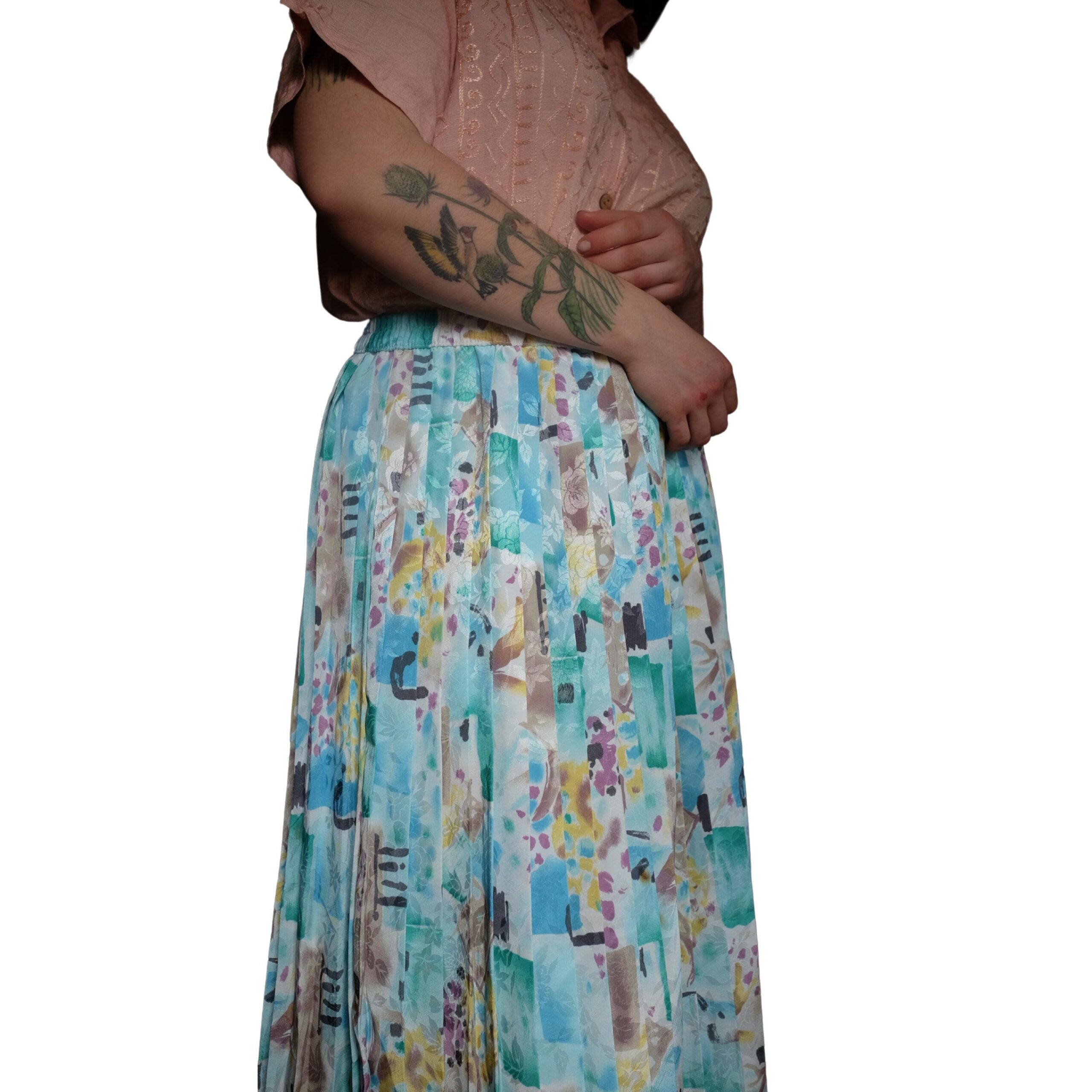 Vintage Blue/Green Pleated Skirt - Image 4