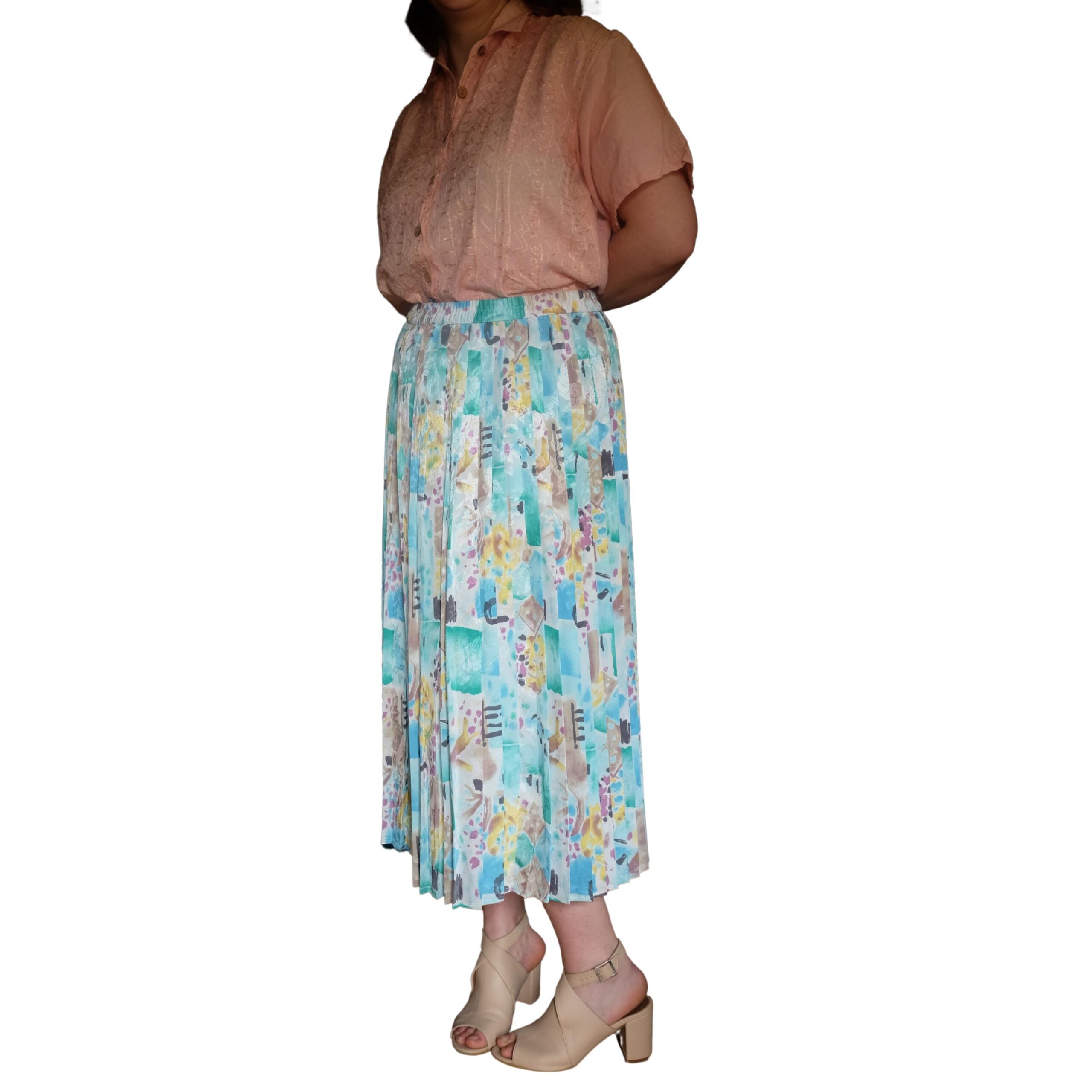 Vintage Blue/Green Pleated Skirt - Image 9
