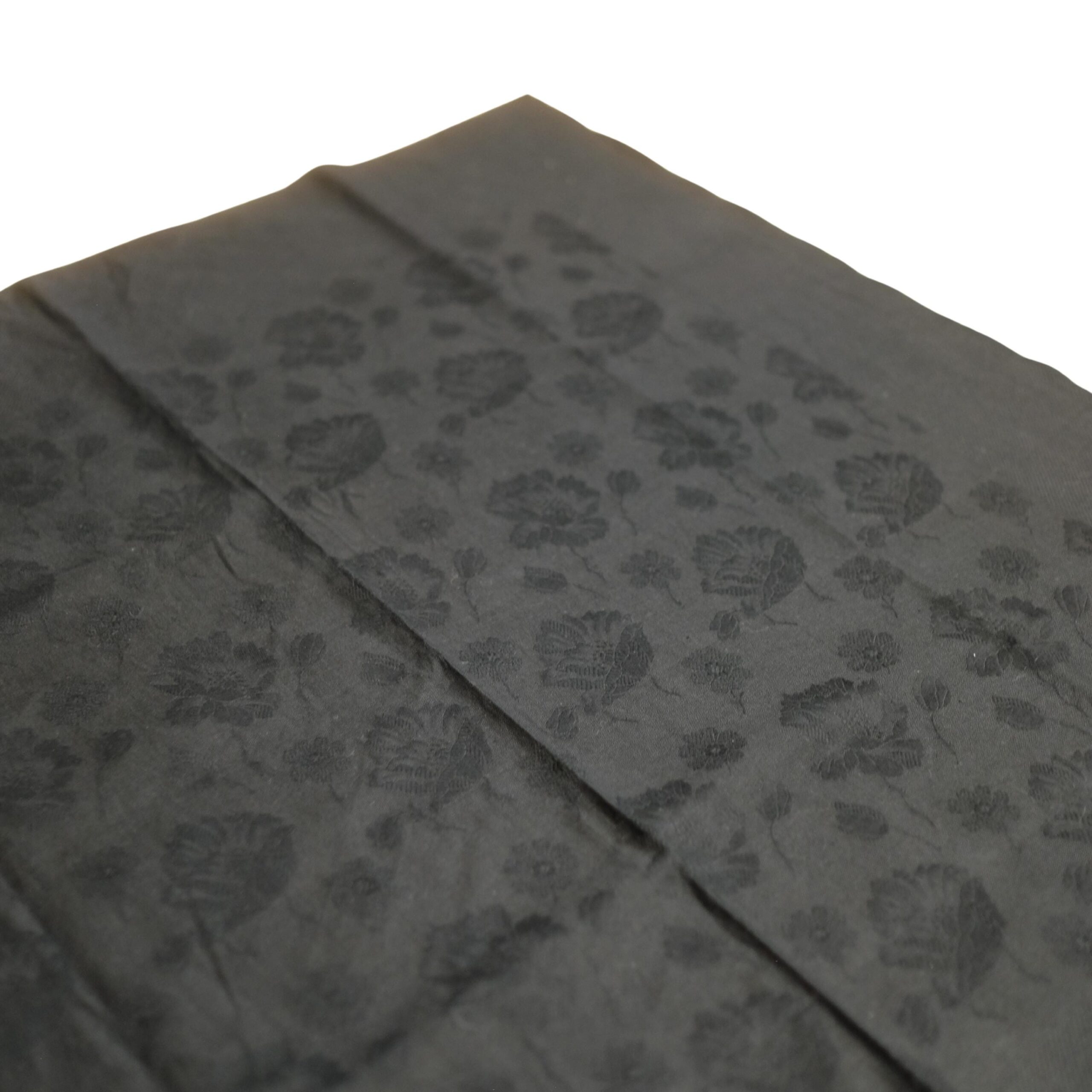 Antique Slavic Folk Black Headscarf with Floral Pattern - Image 8