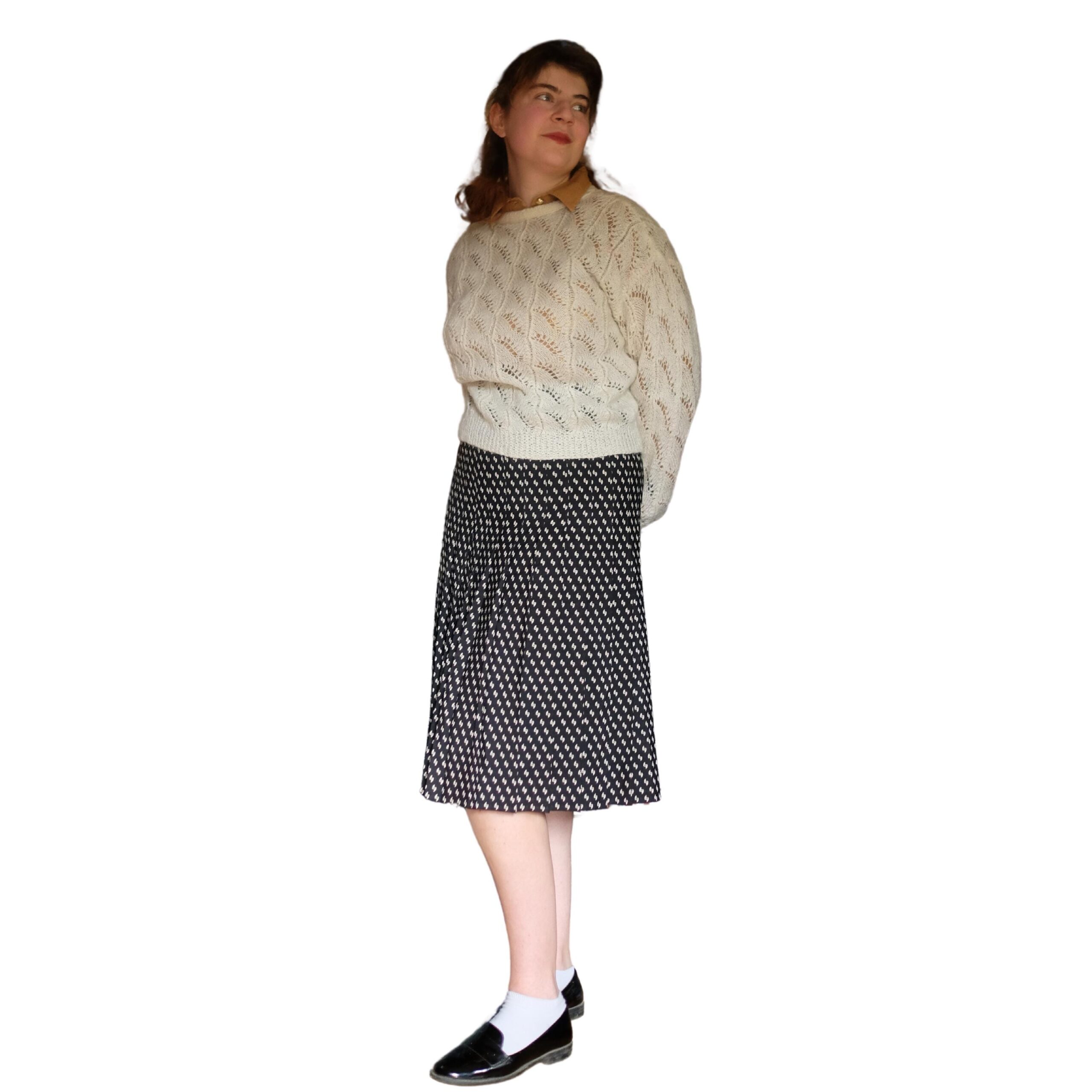 Vintage Black and White Pleated Skirt