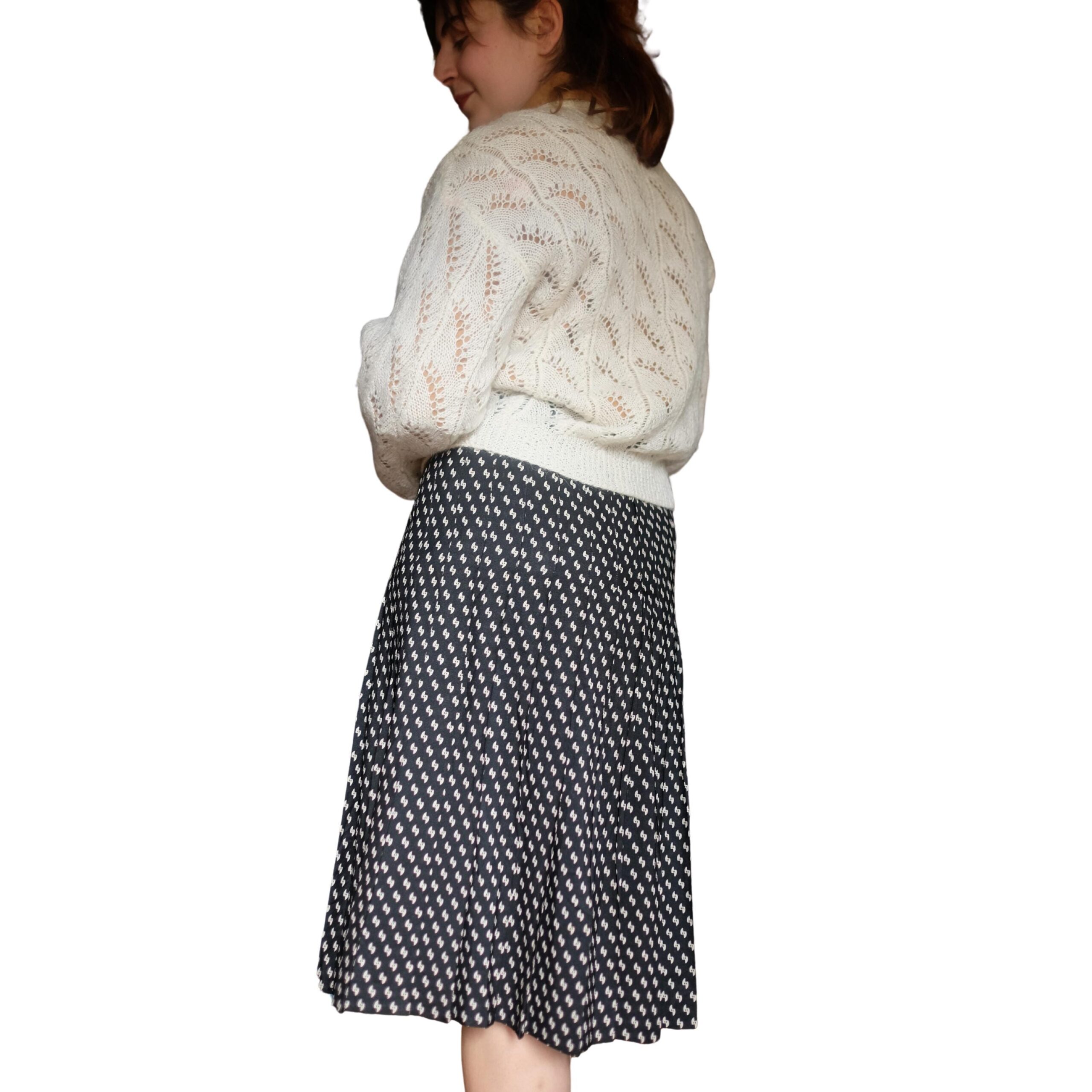 Vintage Black and White Pleated Skirt - Image 4