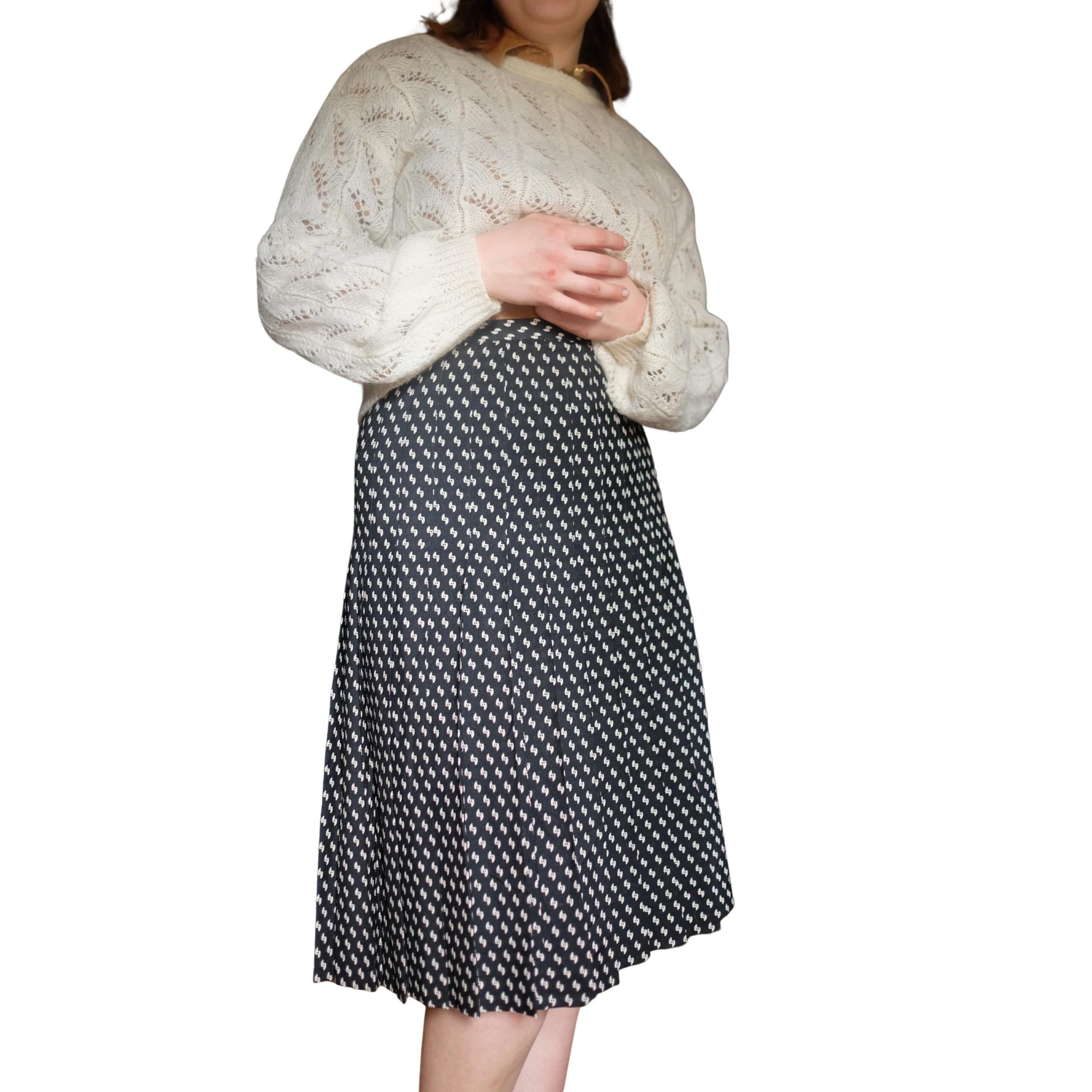 Vintage Black and White Pleated Skirt - Image 2
