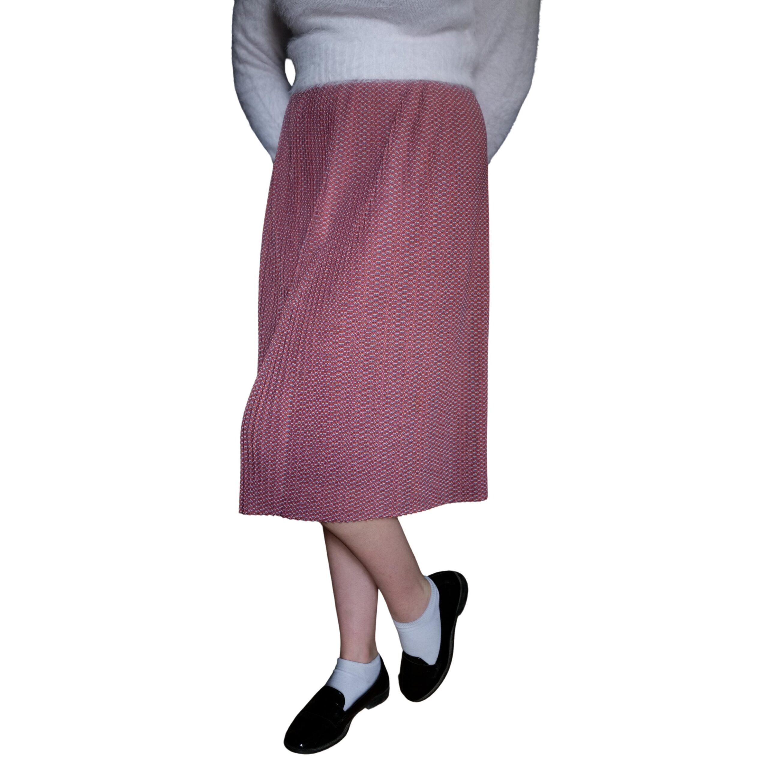 Vintage Light Red Pleated Skirt - Image 2
