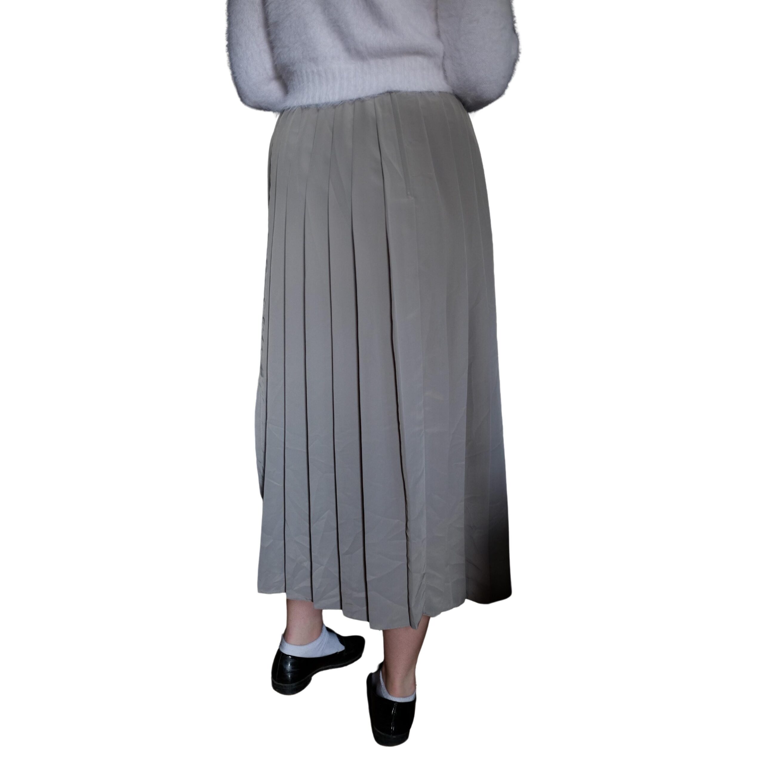 Vintage Grey Pleated Skirt with Slits - Image 6