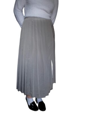 Vintage Grey Pleated Skirt with Slits
