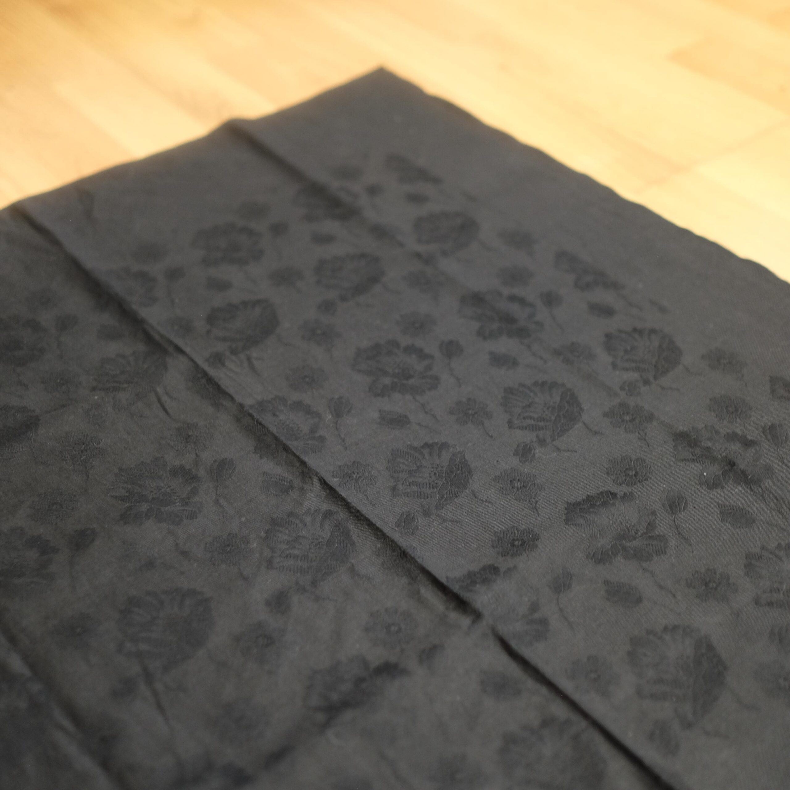 Antique Slavic Folk Black Headscarf with Floral Pattern - Image 2