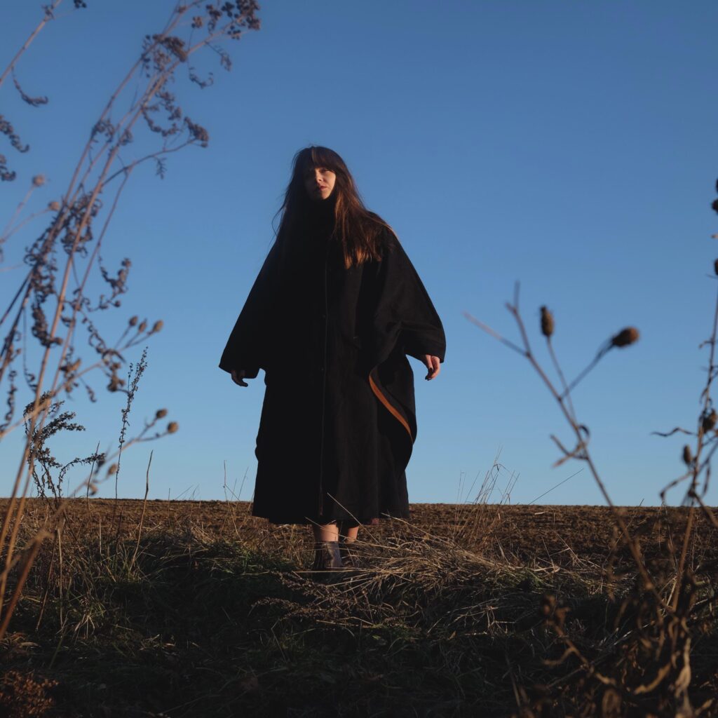 Vintage Navy Blue Long Cape Coat with Brown details, Luxurious Quality and Very Unique Design, yet Super Classy