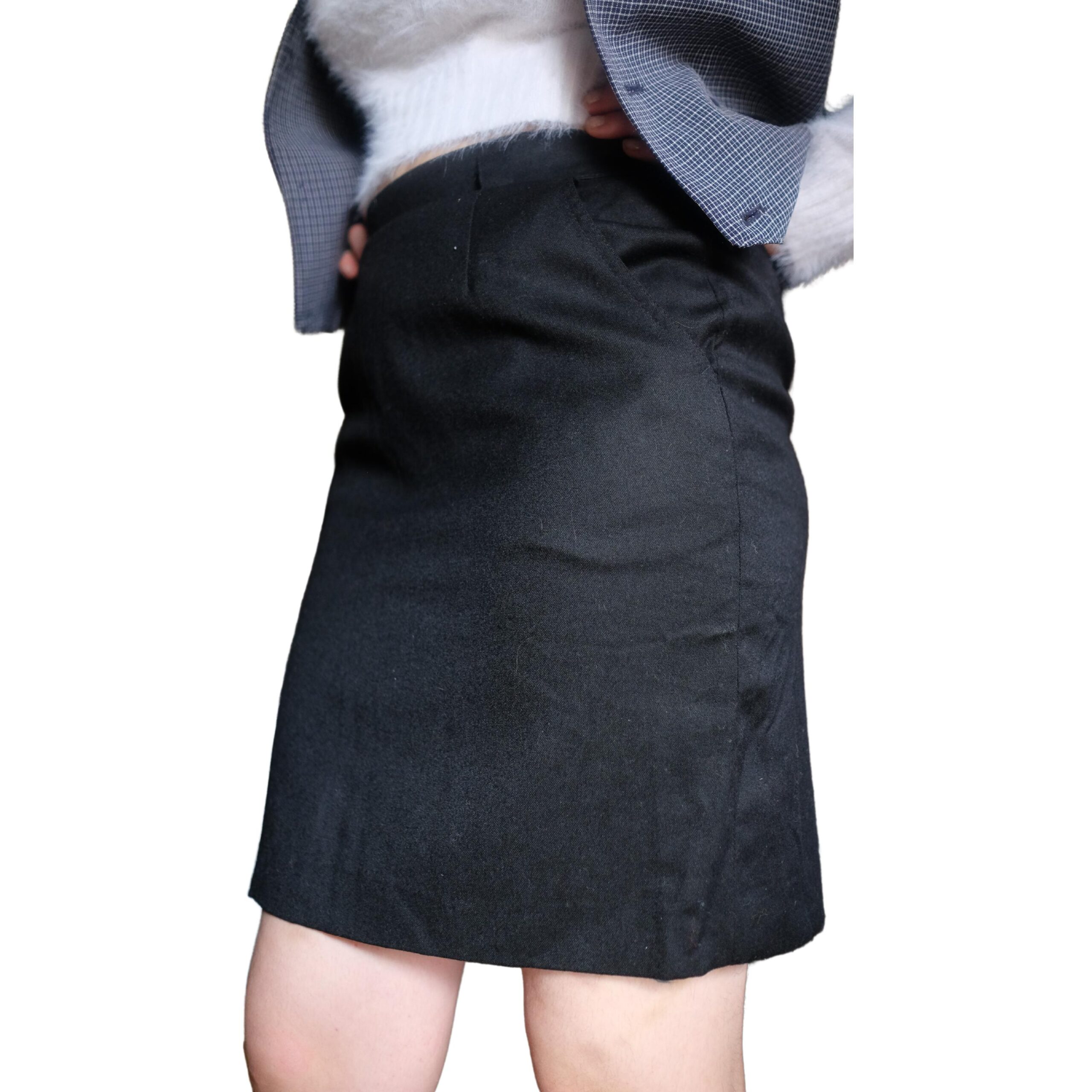 Vintage Black Mini Pencil Skirt, Office Business School outfit - Image 2