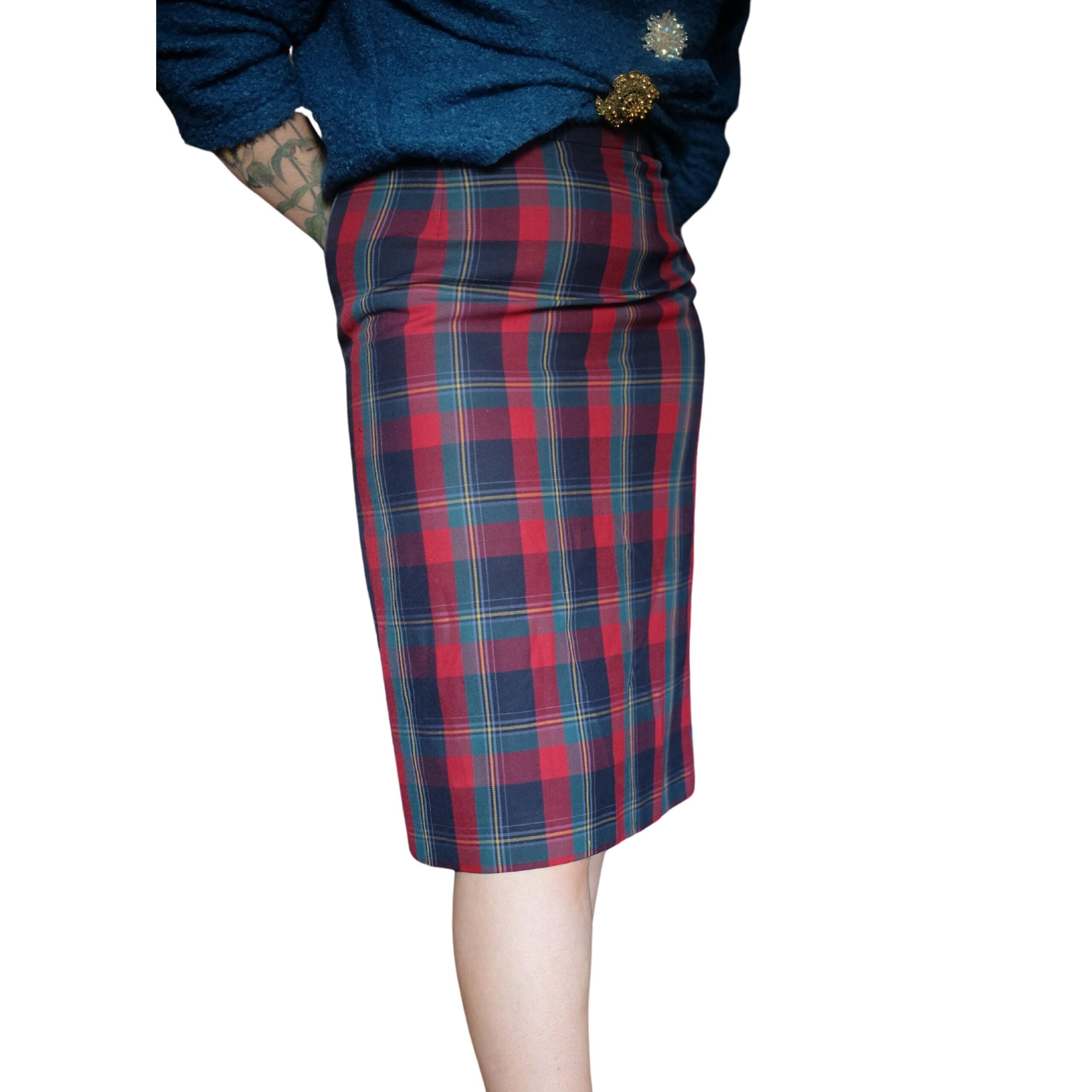 Vintage Plaid/Tartan Pencil Skirt Francoise de France - Image 8