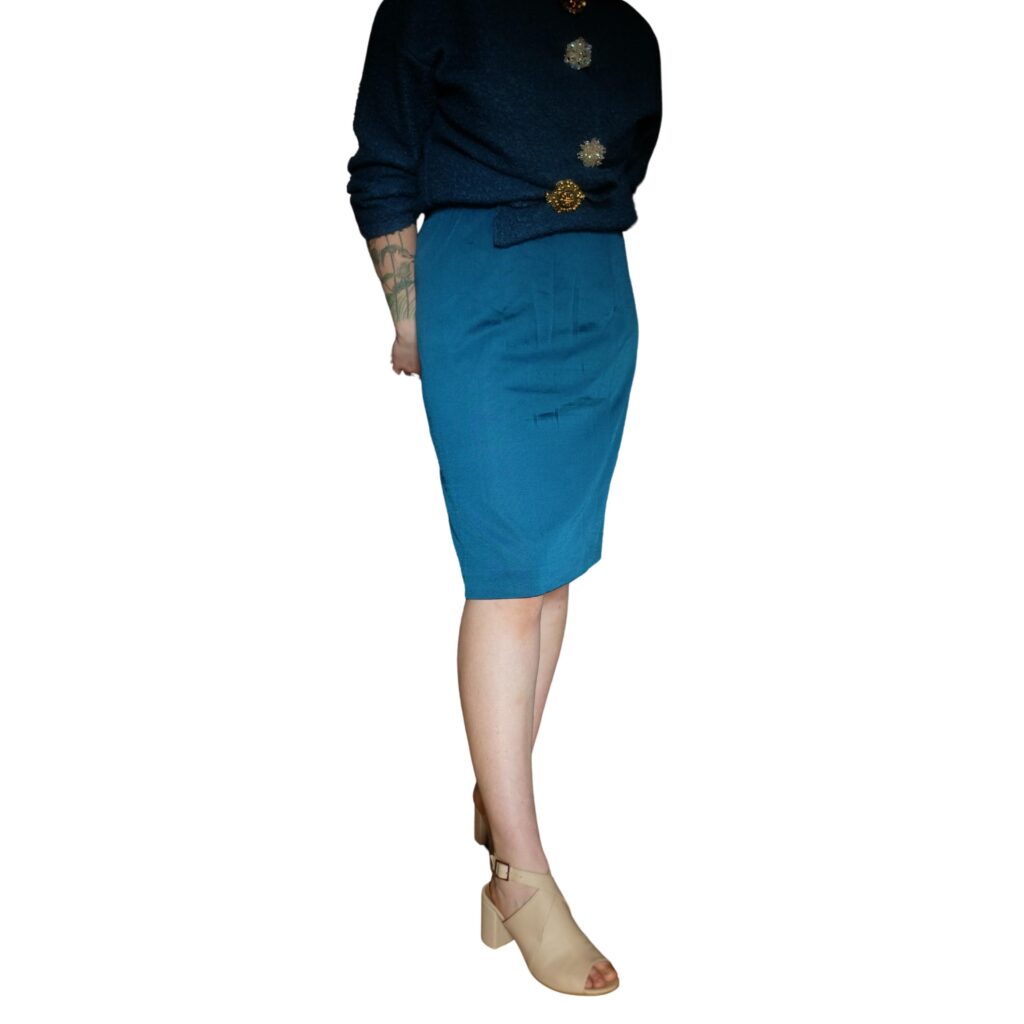 Vintage Teal Duck Blue Pencil skirt