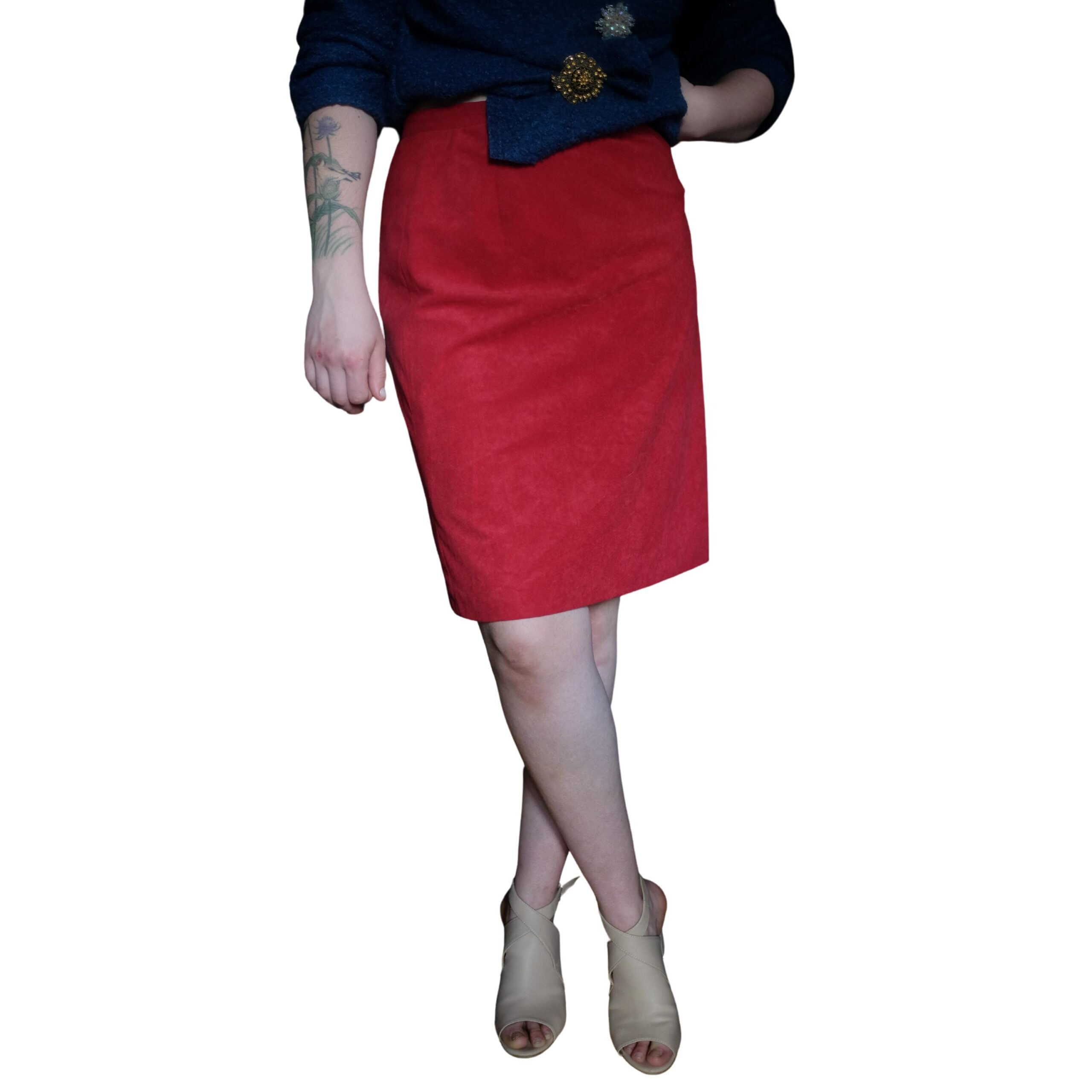 Vintage Suede Red Pencil Skirt - Image 7