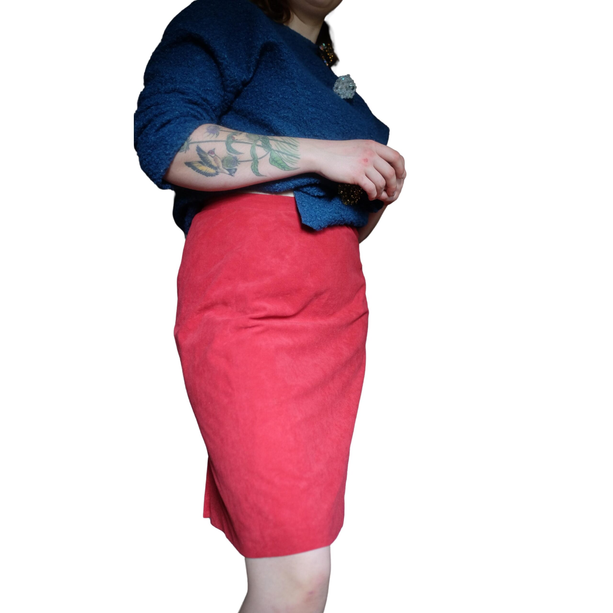 Vintage Suede Red Pencil Skirt - Image 8