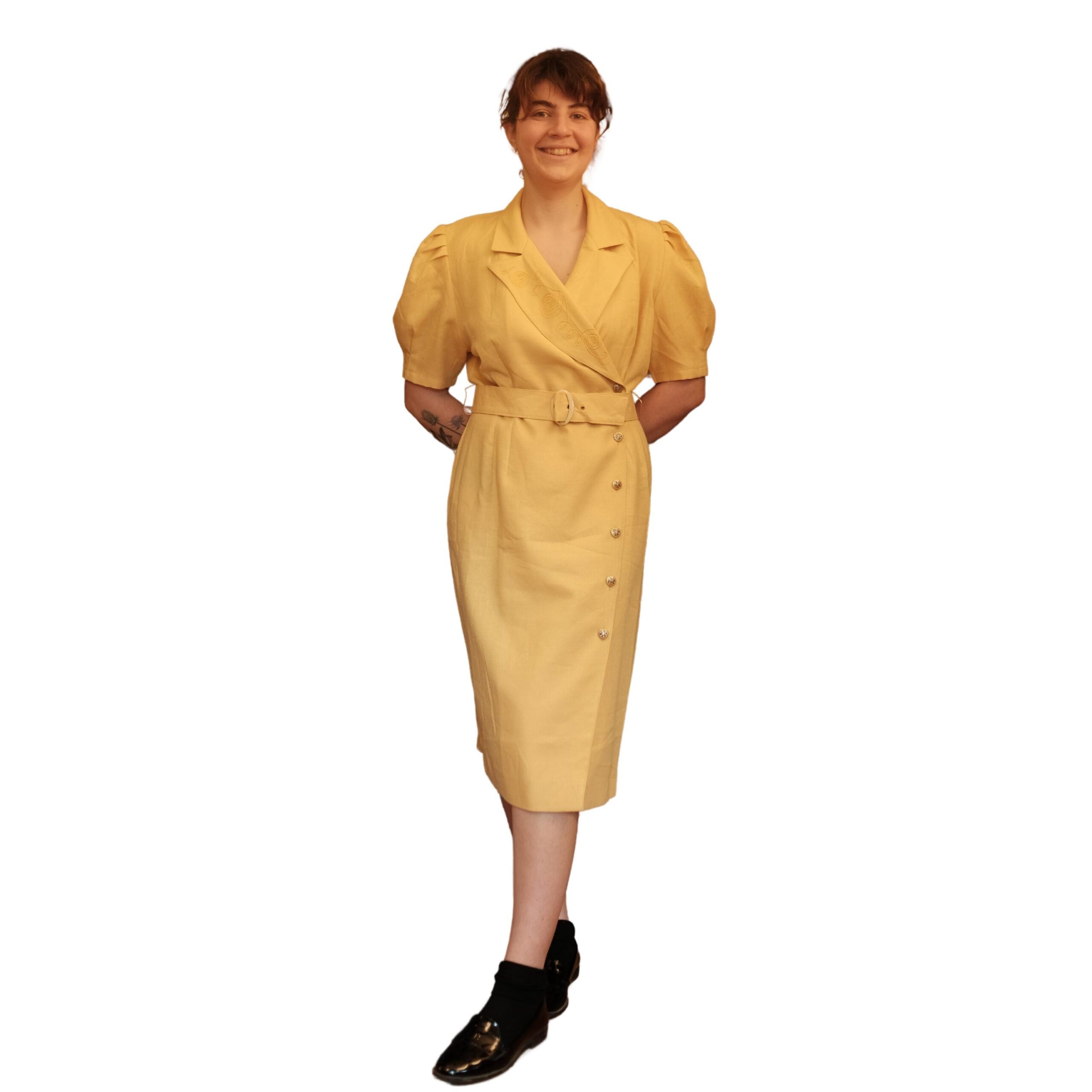 Vintage Eccentric Yellow 80s Dress - Image 4