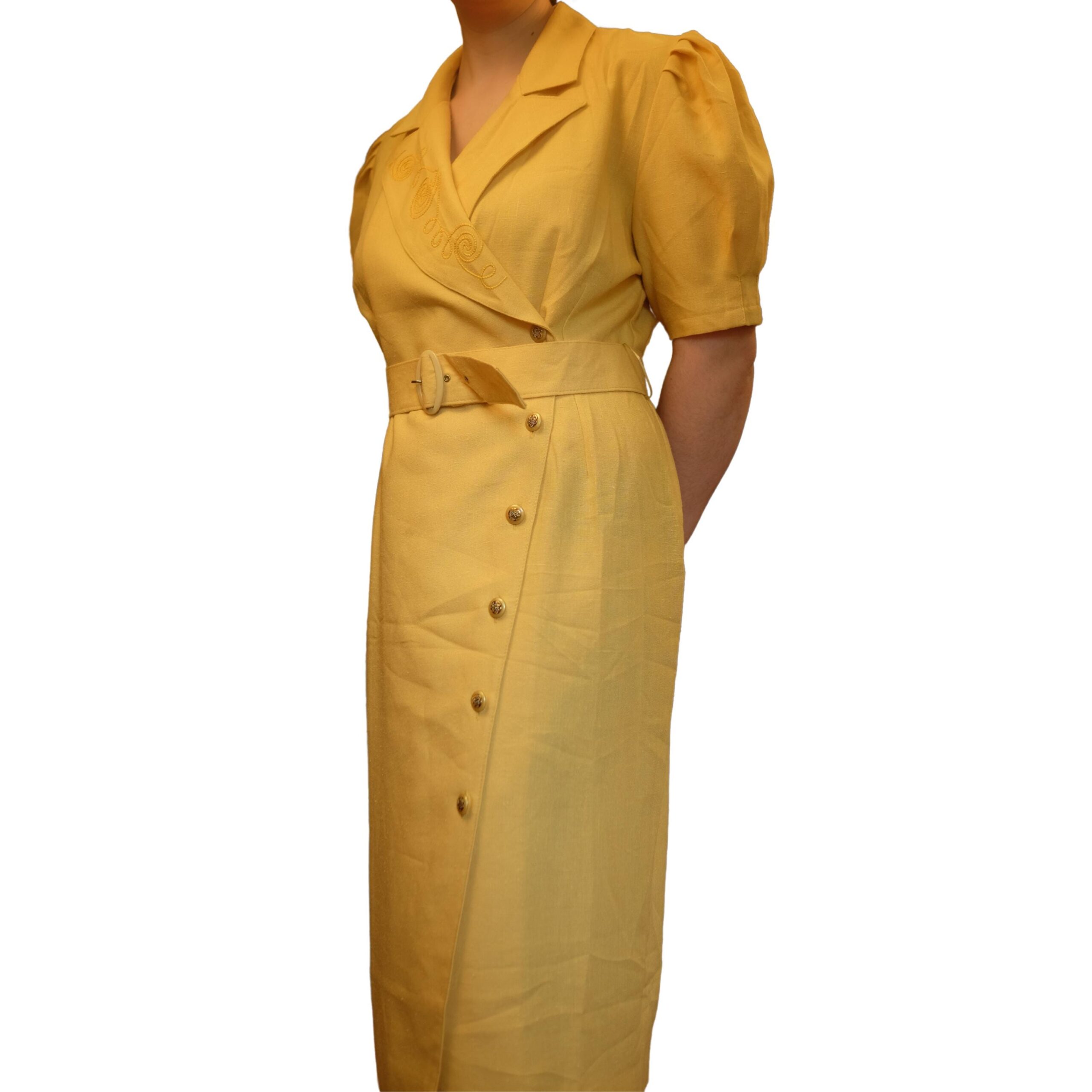 Vintage Eccentric Yellow 80s Dress - Image 6