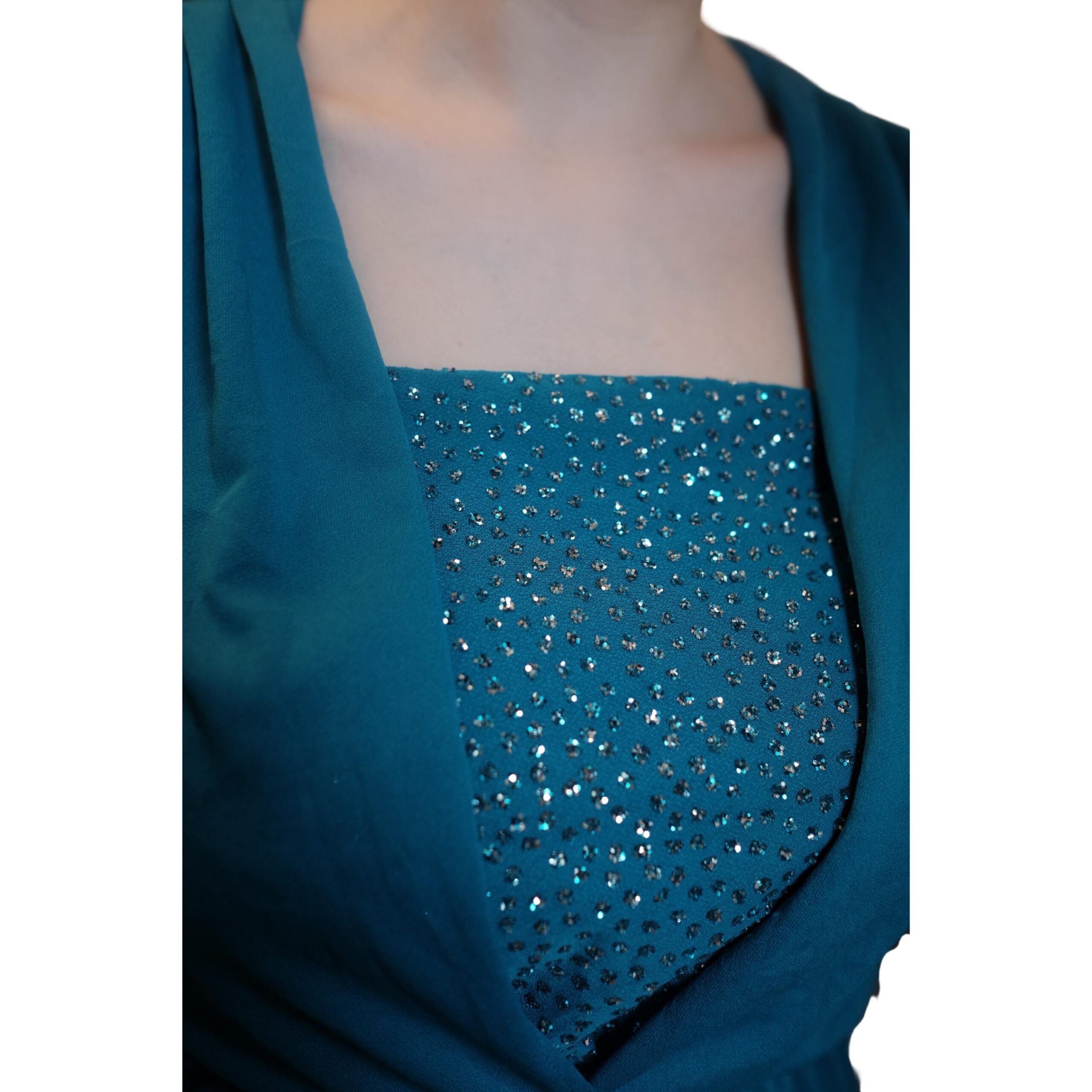 Vintage Blue Evening Dress with Rhinestones - Image 3