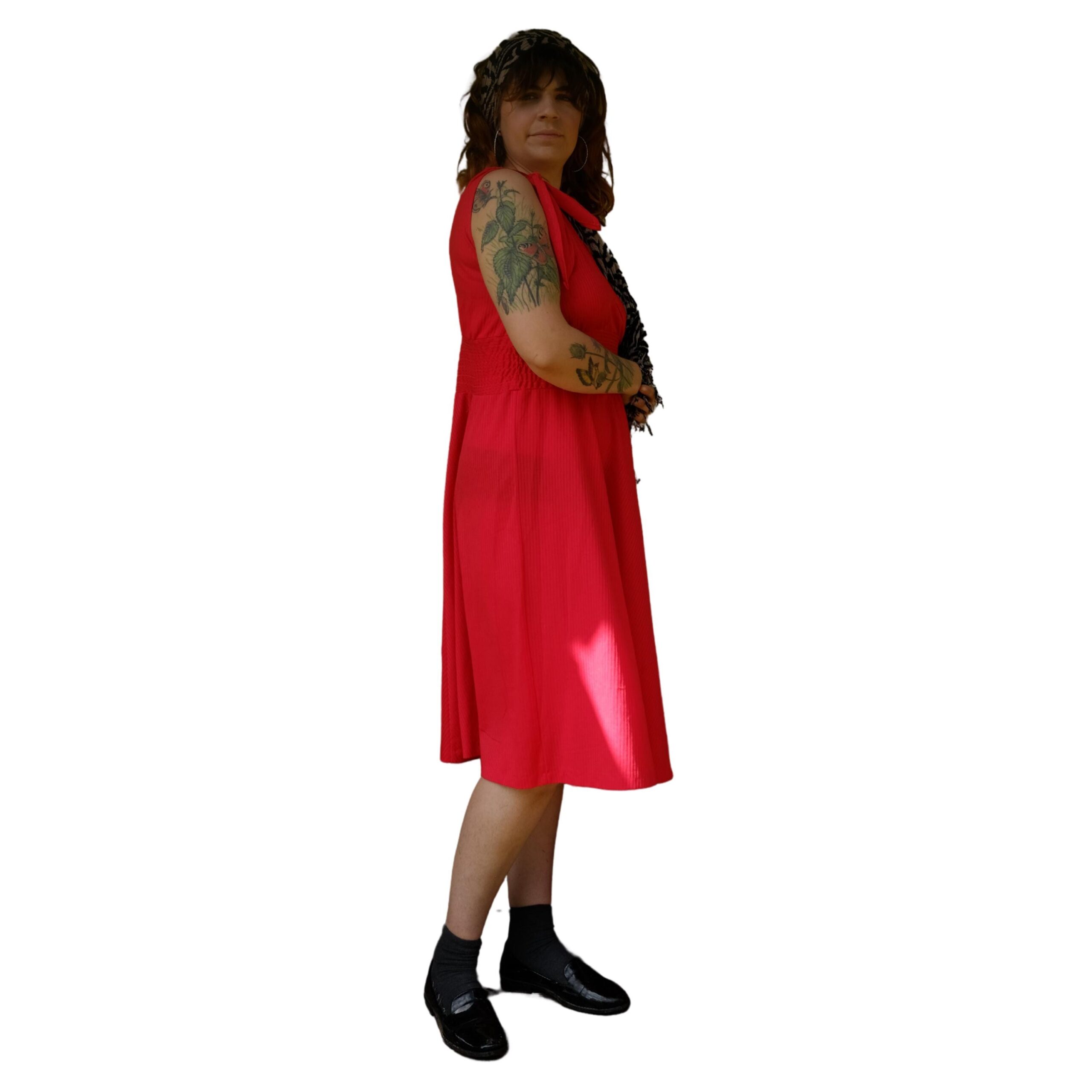 Vintage Flowy Red 80s Dress - Image 3