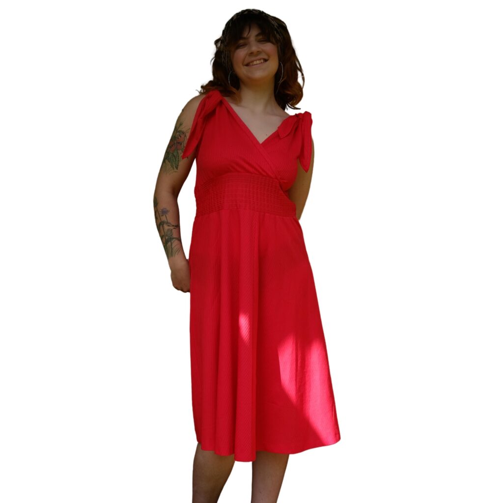 Vintage Flowy Red 80s Dress