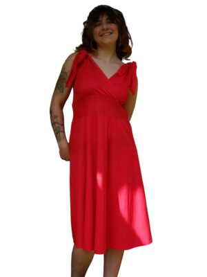 Vintage Flowy Red 80s Dress