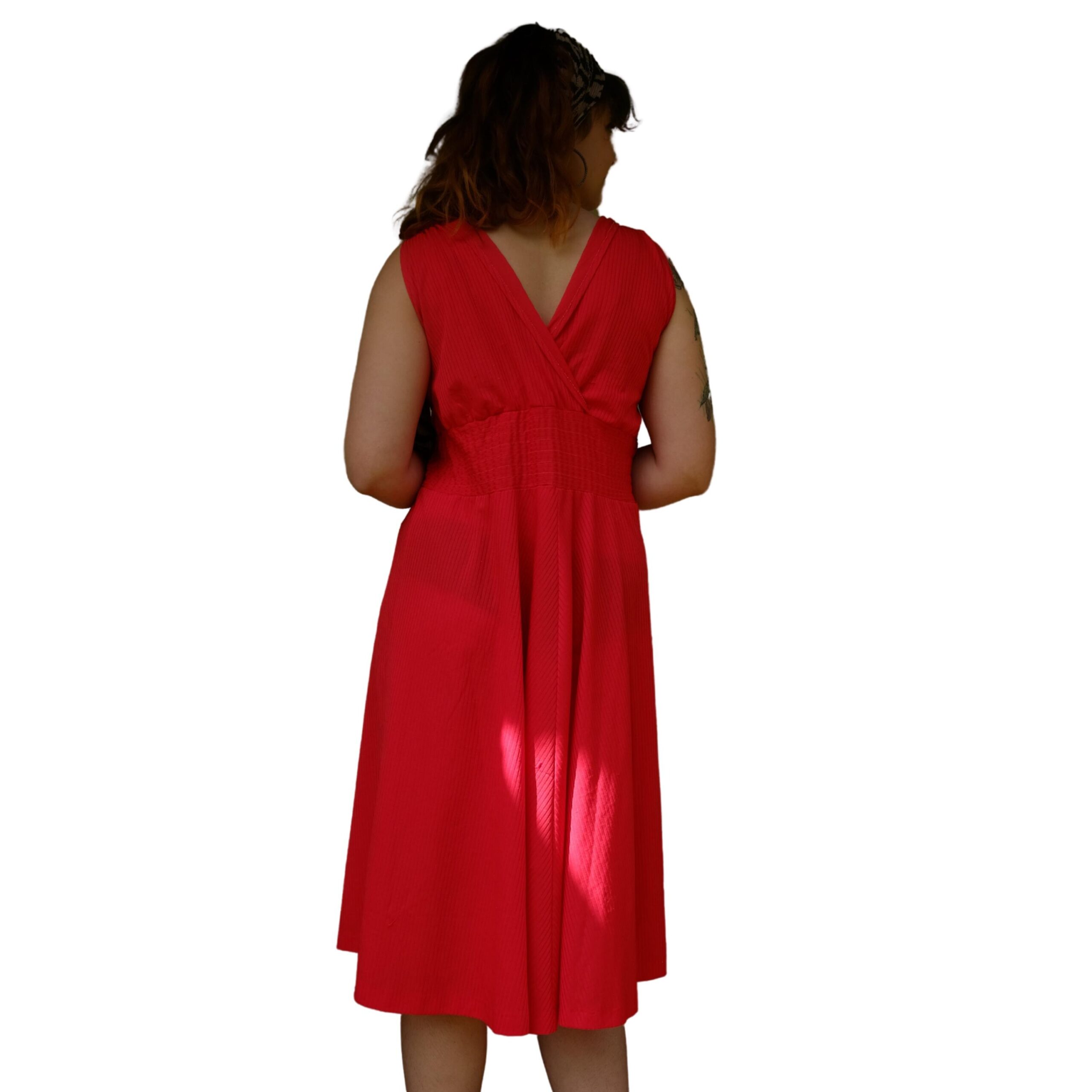 Vintage Flowy Red 80s Dress - Image 5