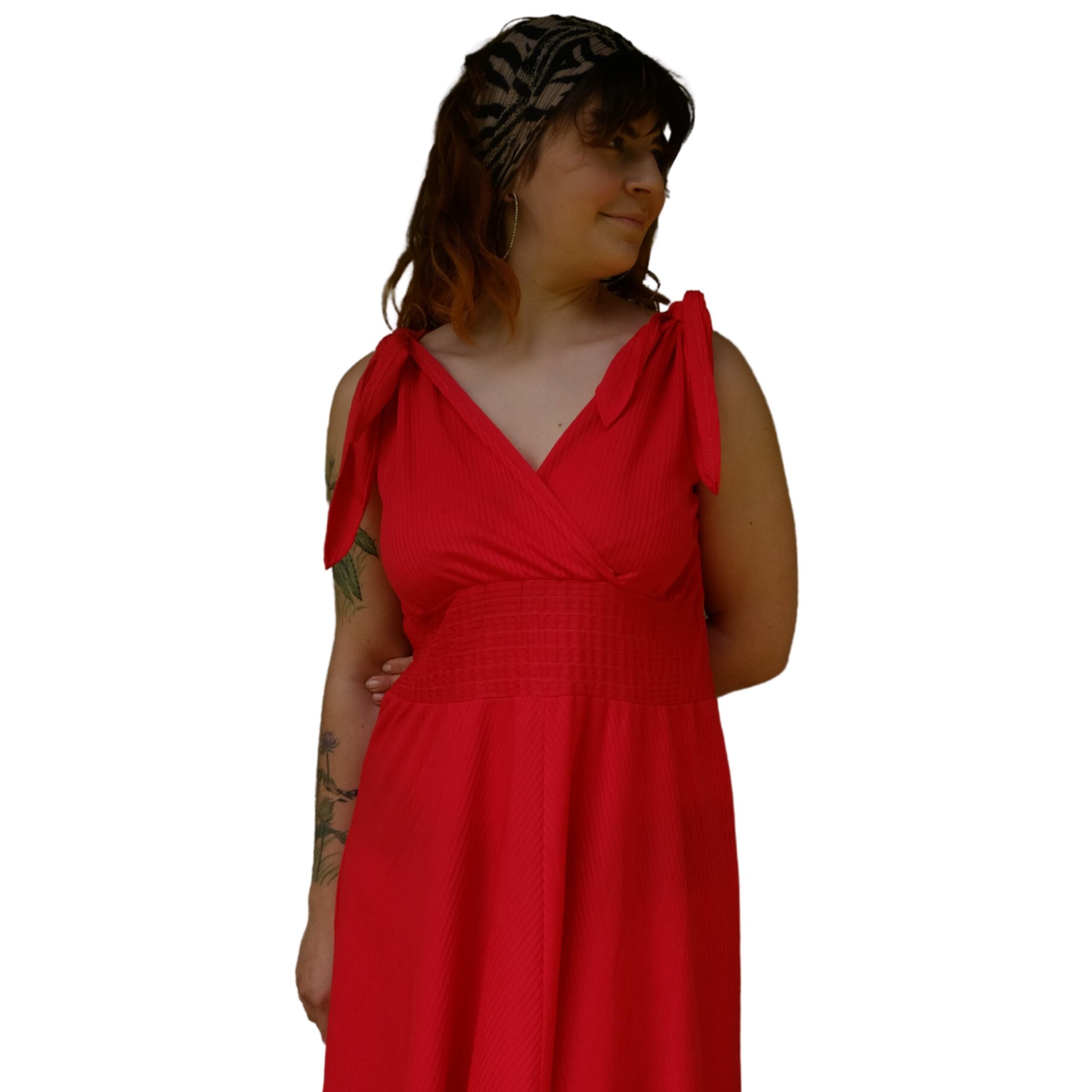 Vintage Flowy Red 80s Dress - Image 2