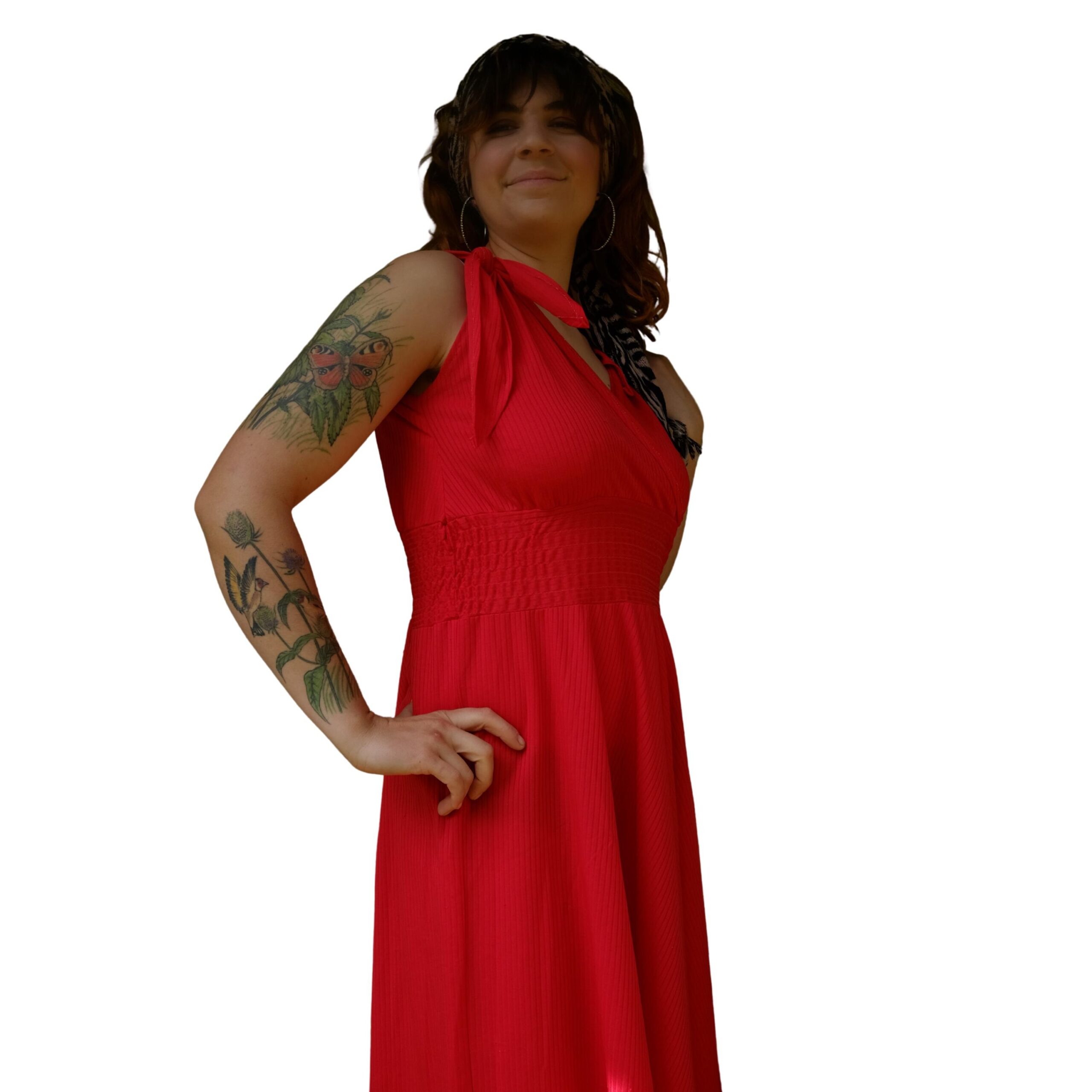 Vintage Flowy Red 80s Dress - Image 4
