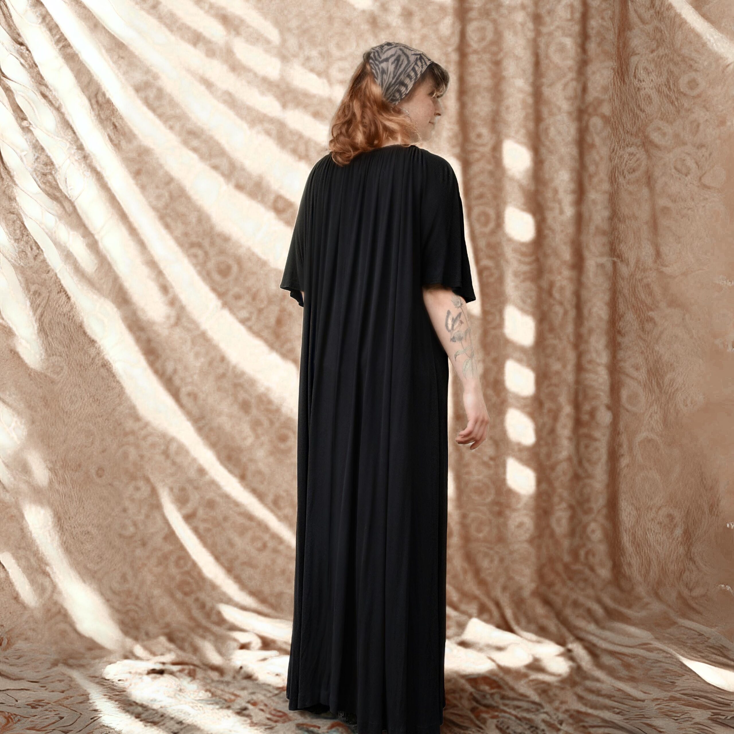 Vintage Designer Ted Lapidus Black Trapeze Evening Dress, 70s Boho Prom Dress, Femme Fatale Dress, Affordable luxury - Image 7