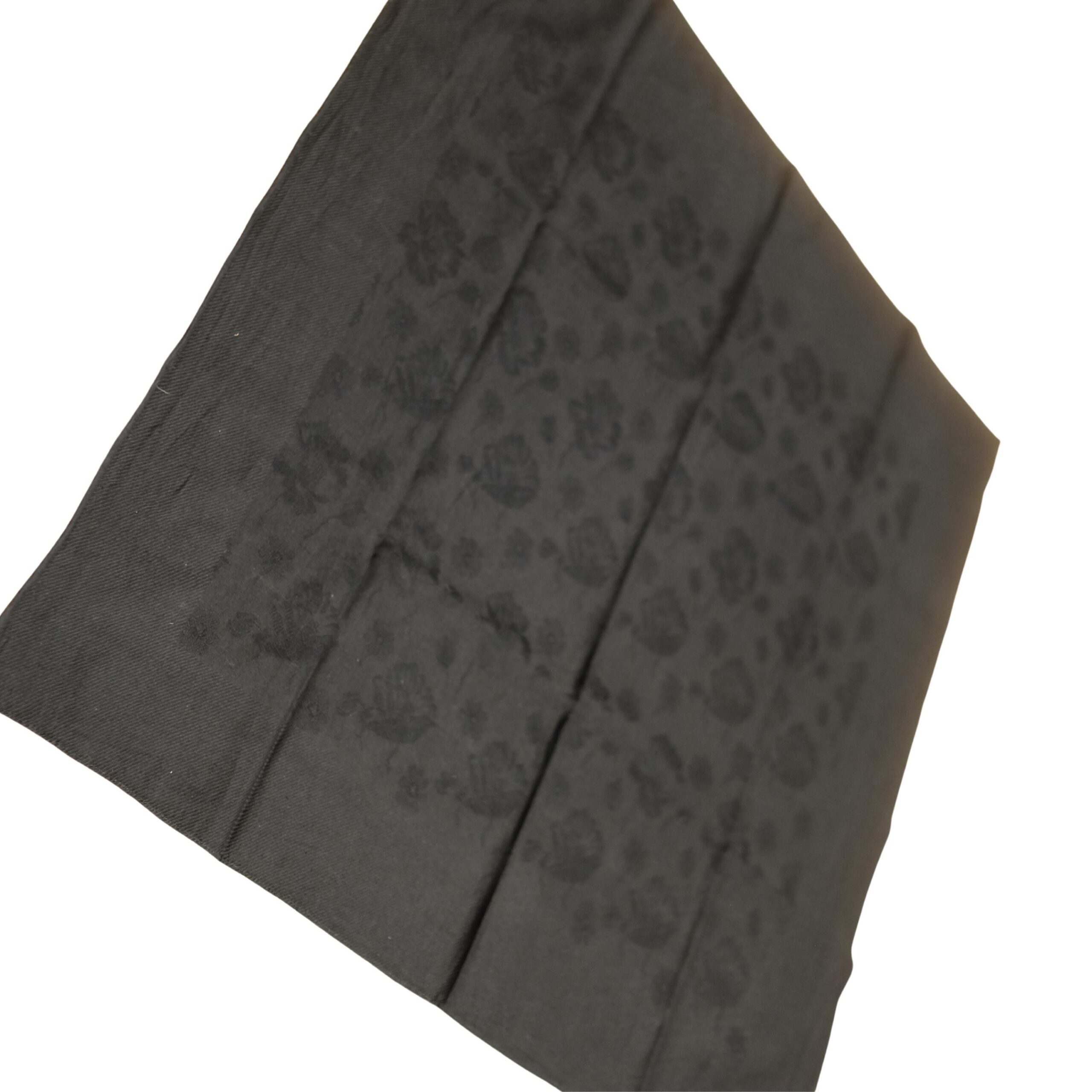 Antique Slavic Folk Black Headscarf with Floral Pattern - Image 10