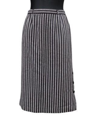 Vintage Black Grey/ Striped Wool Blend Pencil Skirt - Affordable elegance for business women