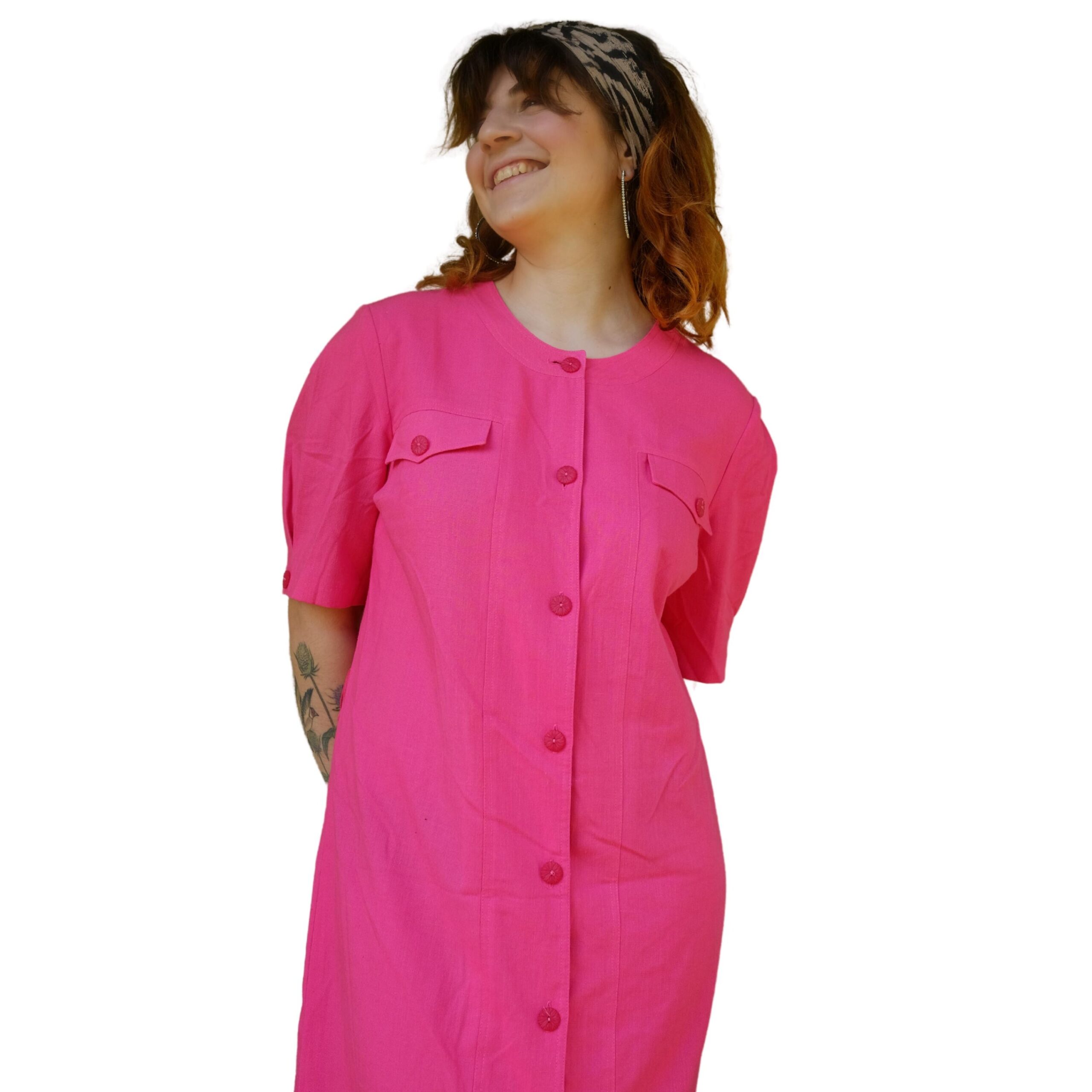 Vintage Simple Pink 80s Dress - Image 2