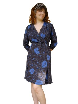 Vintage Short Black and Blue Floral Dress