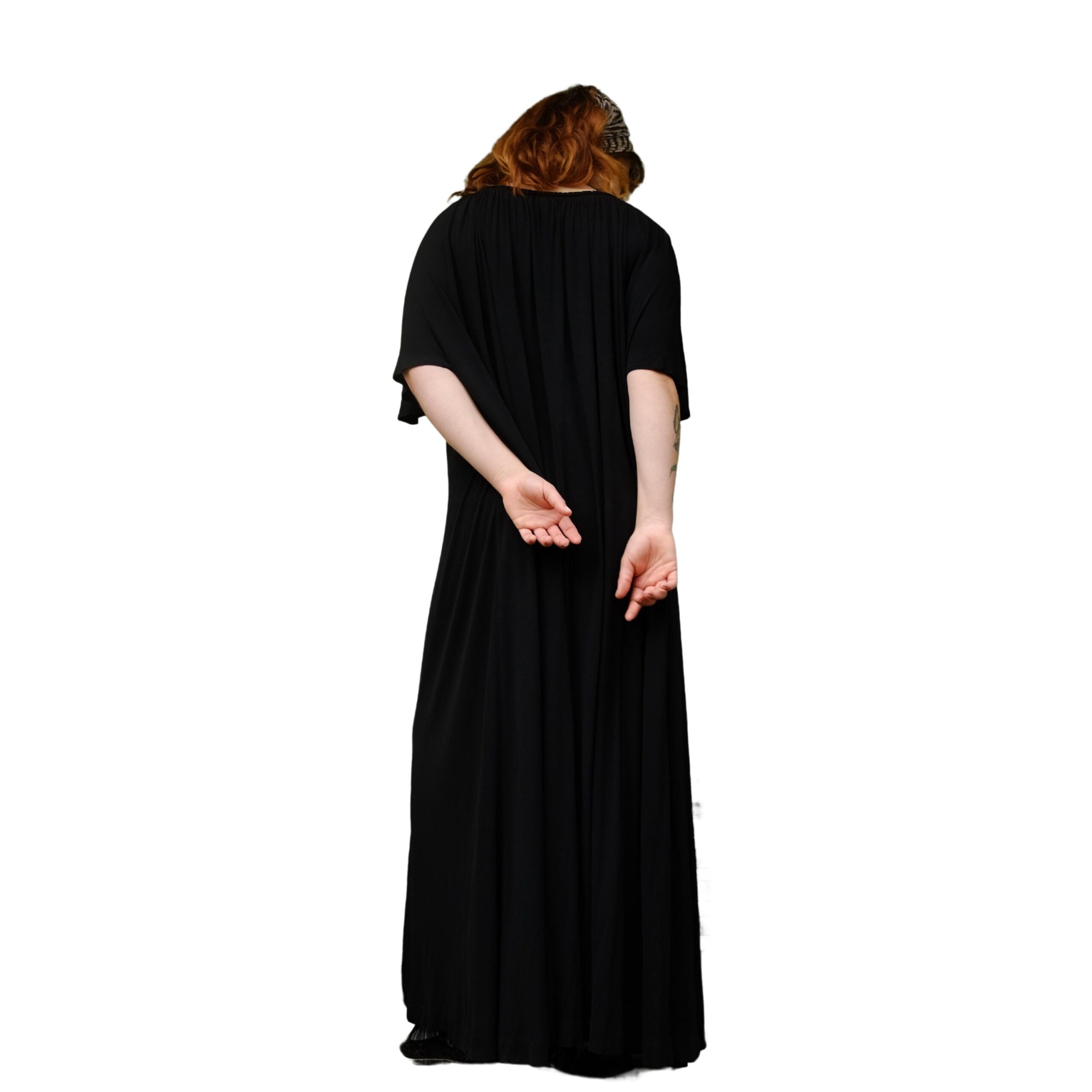 Vintage Designer Ted Lapidus Black Trapeze Evening Dress, 70s Boho Prom Dress, Femme Fatale Dress, Affordable luxury - Image 8