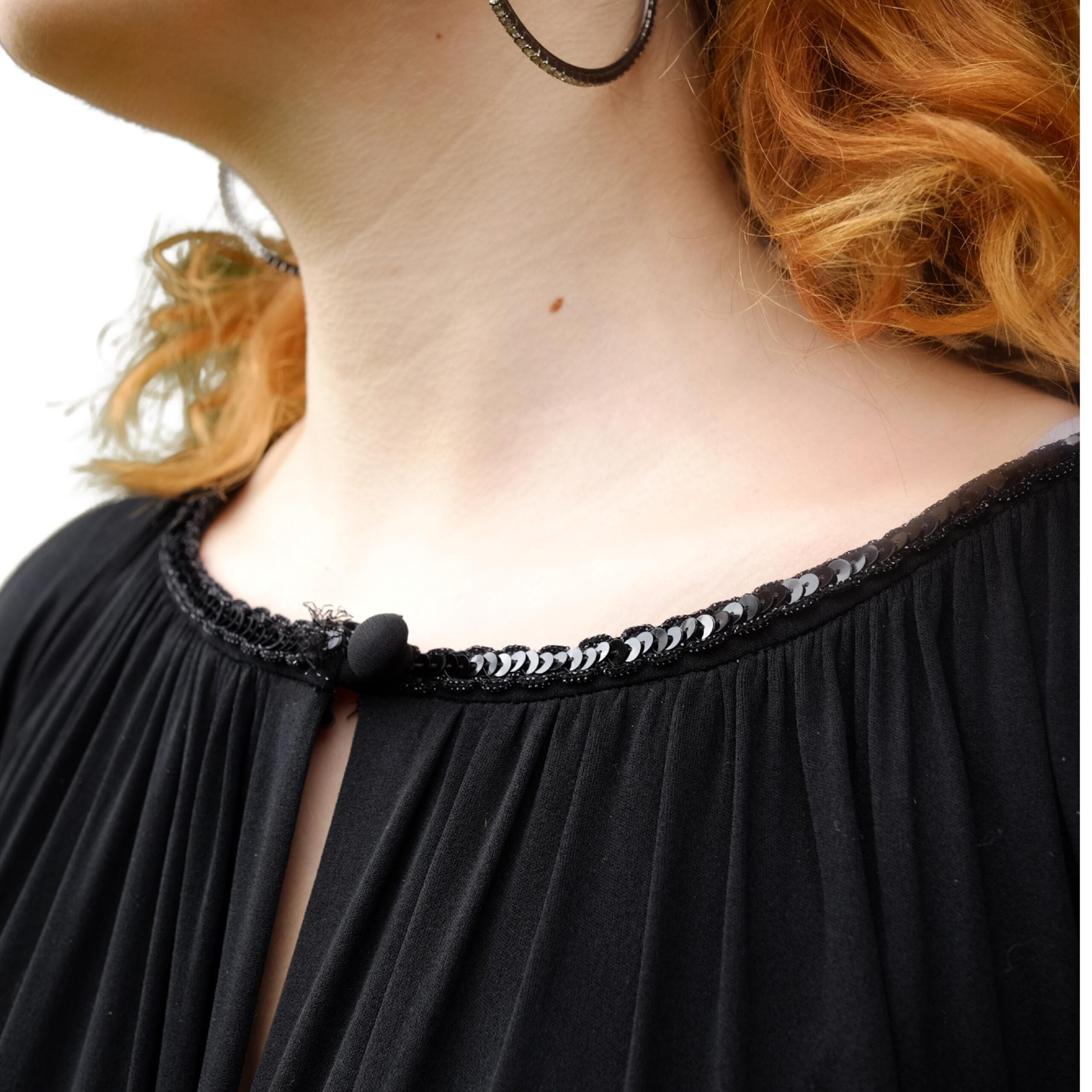 Vintage Designer Ted Lapidus Black Trapeze Evening Dress, 70s Boho Prom Dress, Femme Fatale Dress, Affordable luxury - Image 9