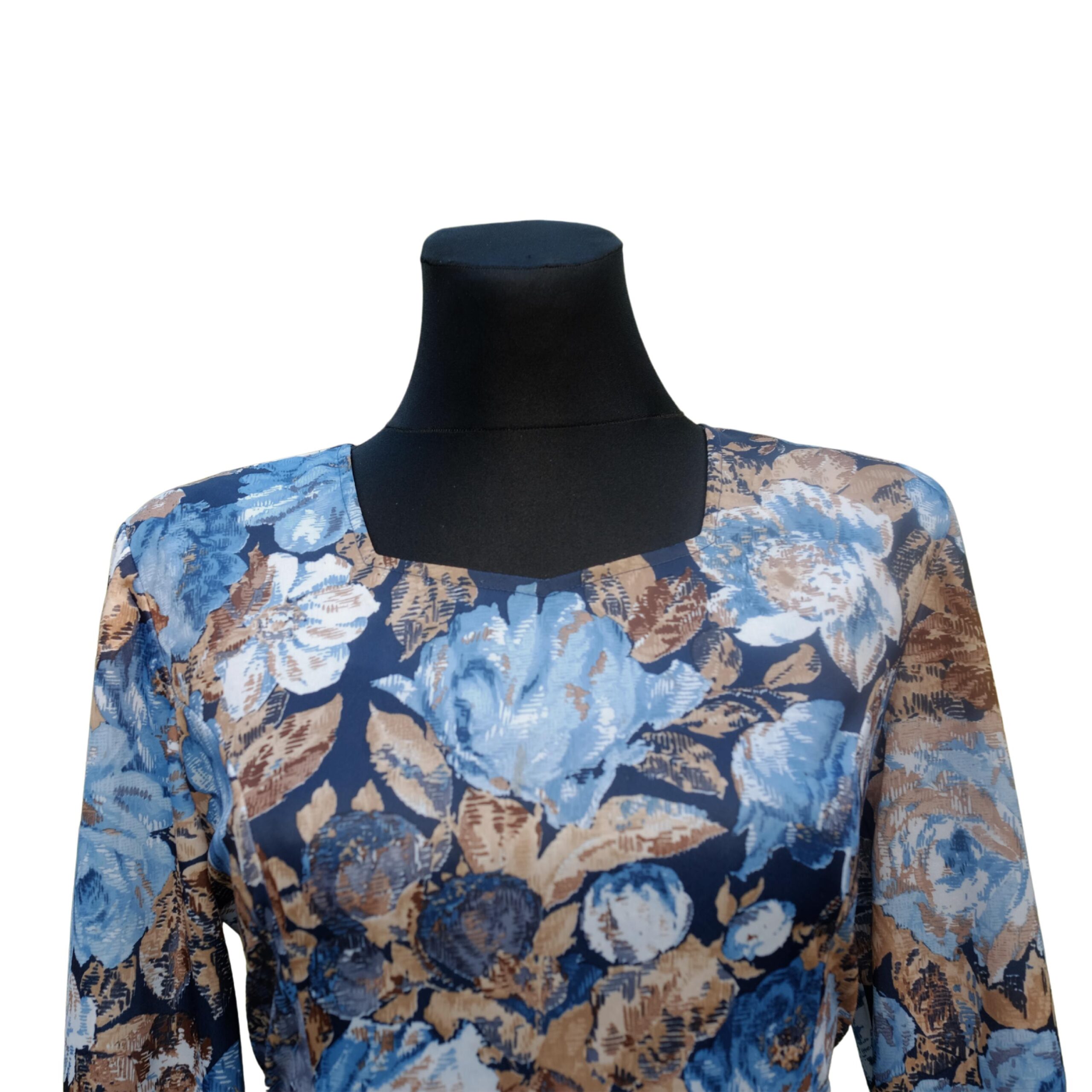 Vintage 80s Longsleeve Pastel Floral Dress, Mediterranean Charm - Image 4