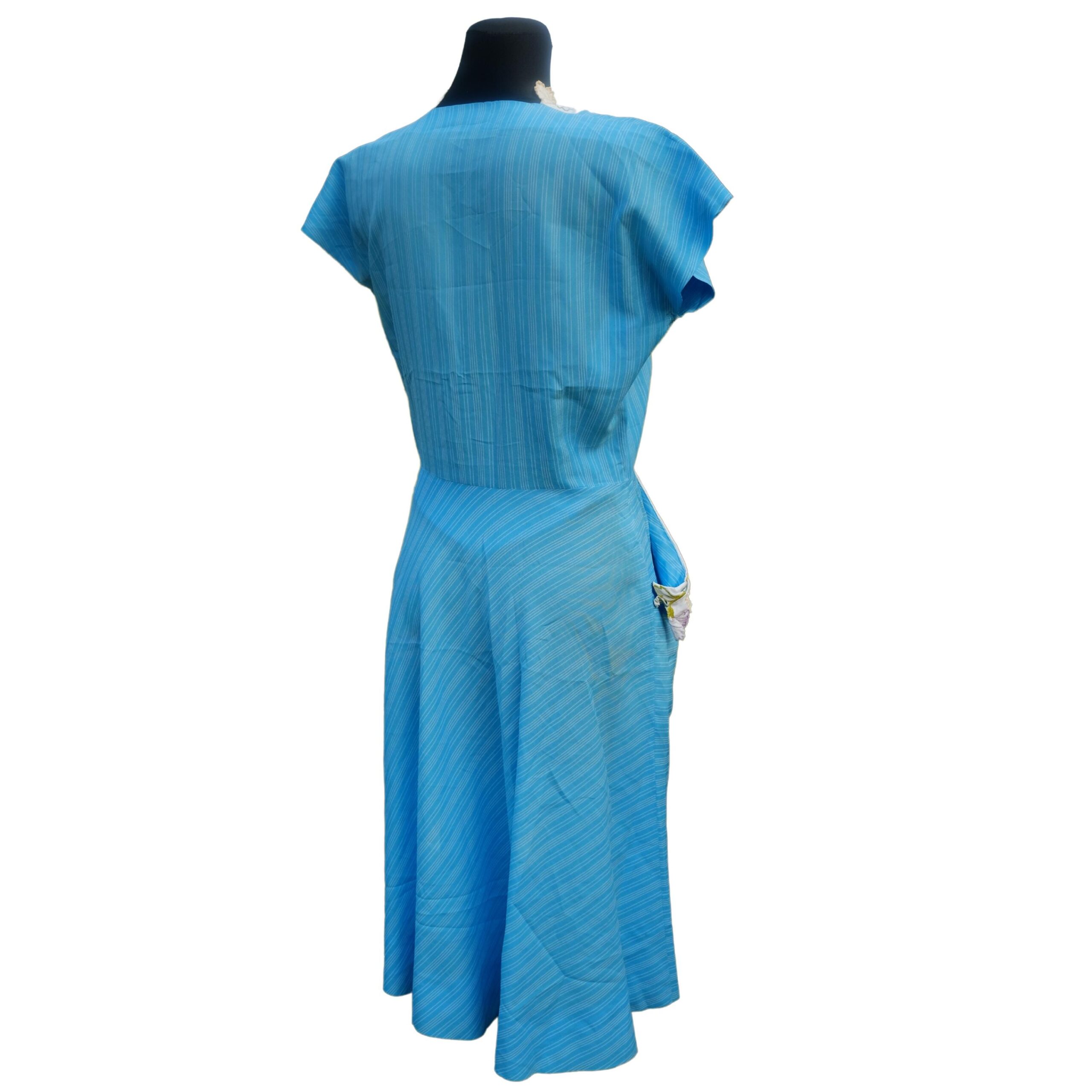 Vintage Pastel Blue Sundress with Flower Embroidery - Image 6