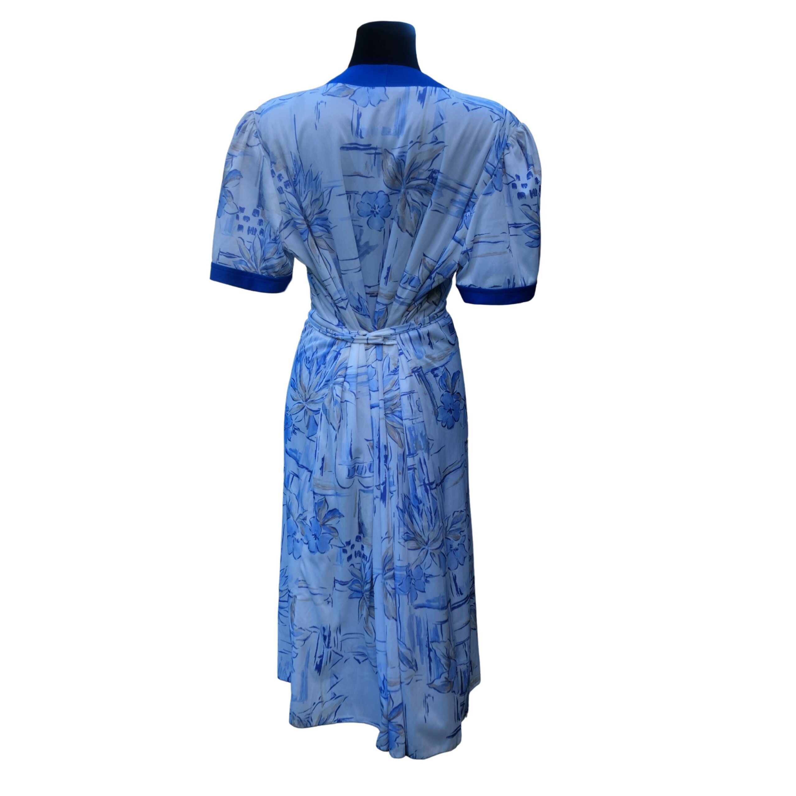 Vintage 80s Mediterranean Style Summer Dress, Greek and White with Pearl Like Buttons - Image 6